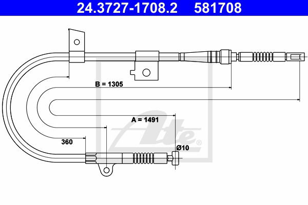 Seilzug, Feststellbremse hinten rechts ATE 24.3727-1708.2 von ATE