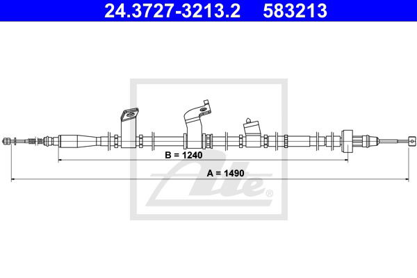Seilzug, Feststellbremse hinten rechts ATE 24.3727-3213.2 Seilzug, Feststellbremse hinten rechts ATE 24.3727-3213.2 von ATE
