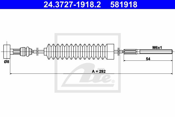 Seilzug, Feststellbremse vorne ATE 24.3727-1918.2 Seilzug, Feststellbremse vorne ATE 24.3727-1918.2 von ATE