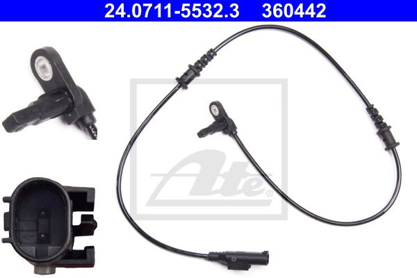 Sensor, Raddrehzahl Vorderachse ATE 24.0711-5532.3 Sensor, Raddrehzahl Vorderachse ATE 24.0711-5532.3 von ATE