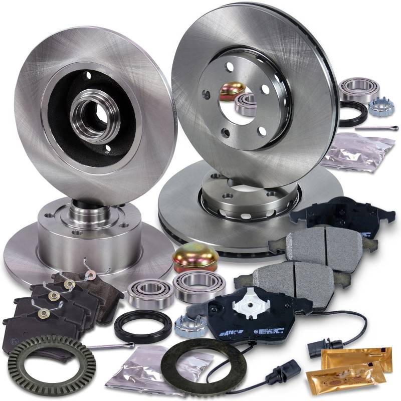 BESTPRICE Bremsenset inkl. Bremsscheiben vorne Ø 288 mm Belüftet + hinten Ø 245 mm Voll + Bremsbeläge vorne und hinten + Radlagersatz, Kompatibel mit AUDI A4 B5 (8D2), A4 B5 Avant (8D5) von ENVA MADE FOR QUALITY