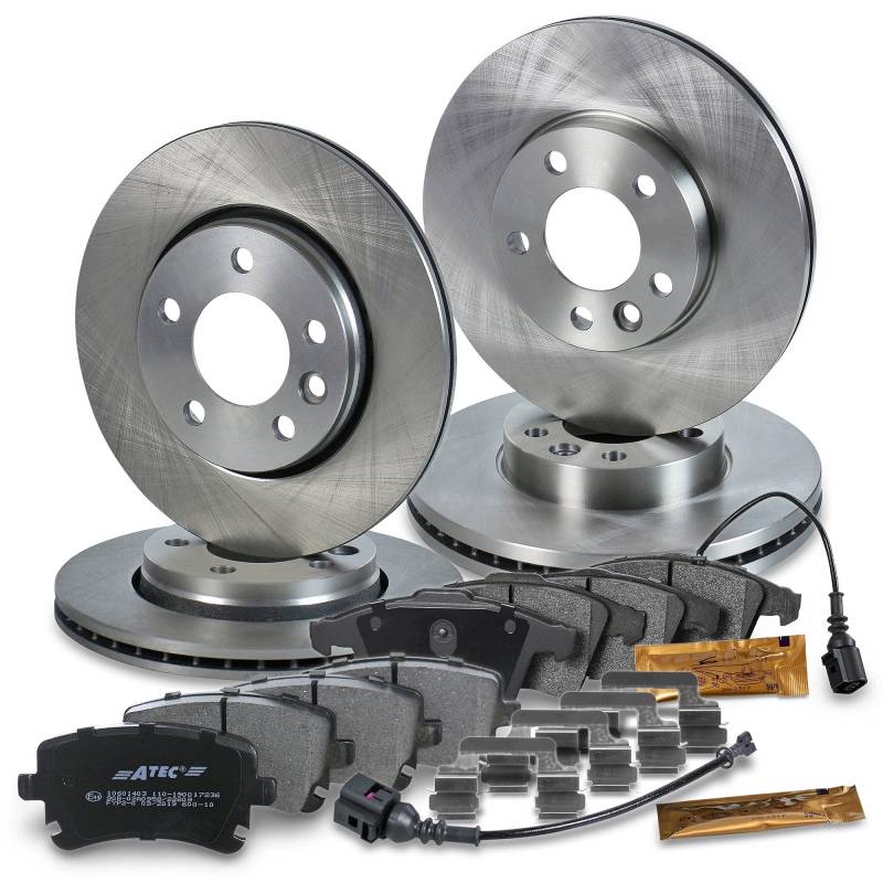 BESTPRICE Bremsenset inkl. Bremsscheiben vorne Ø 308 mm + hinten Ø 294 mm + Bremsbeläge vorne und hinten von ENVA MADE FOR QUALITY