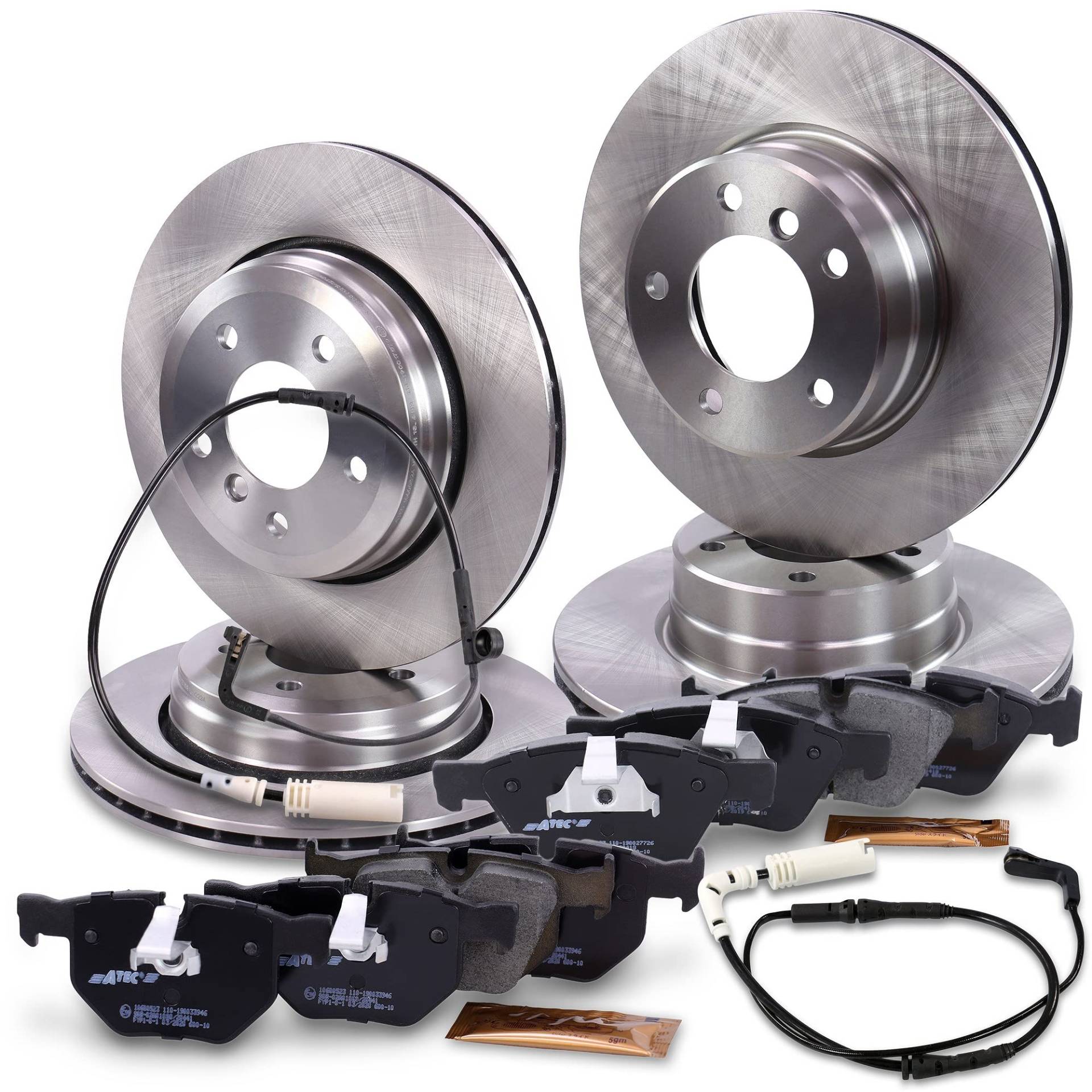 4x Bremsscheiben + Bremsbeläge Bremsklötze mit Warnkontakt vorne + hinten 4x Bremsscheiben + Bremsbeläge Bremsklötze mit Warnkontakt vorne + hinten von BESTPRICE