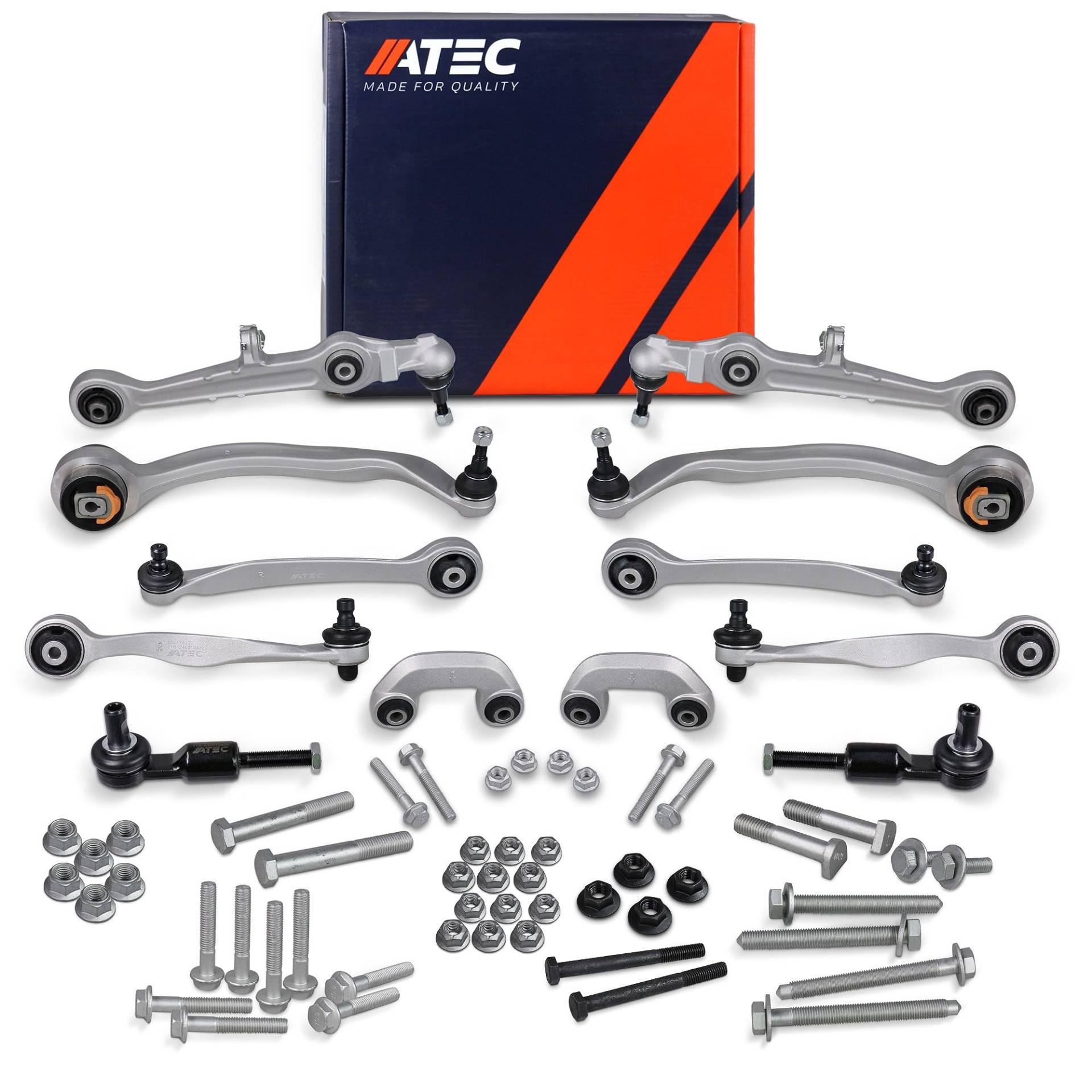 ATEC GERMANY 2x Querlenker Vorne oben vorne, 2x Querlenker vorne oben hinten, 2x Querlenker vorne unten hinten, 2x Querlenker vorne unten vorne, 2x Koppelstange, 2x Spurstangenkopf ATEC GERMANY 2x Querlenker Vorne oben vorne, 2x Querlenker vorne oben hinten, 2x Querlenker vorne unten hinten, 2x Querlenker vorne unten vorne, 2x Koppelstange, 2x Spurstangenkopf von ATEC Germany