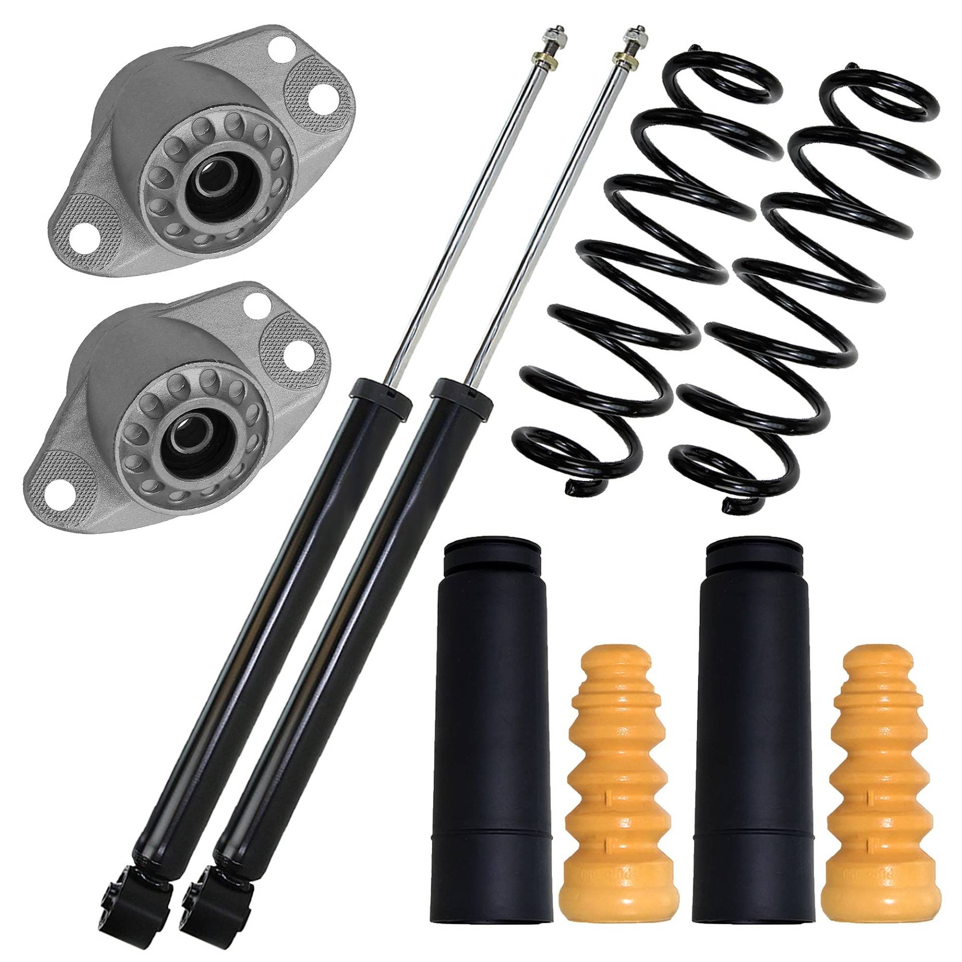 ATEC Germany 2x Gasdruck Stoßdämpfer Hinten Federbein inkl. Domlager und Staubschutzkappen + Fahrwerksfeder Hinten, Kompatibel mit SEAT LEON (1M1), TOLEDO 2 (1M2), VW GOLF 4 (1J1) von ATEC Germany