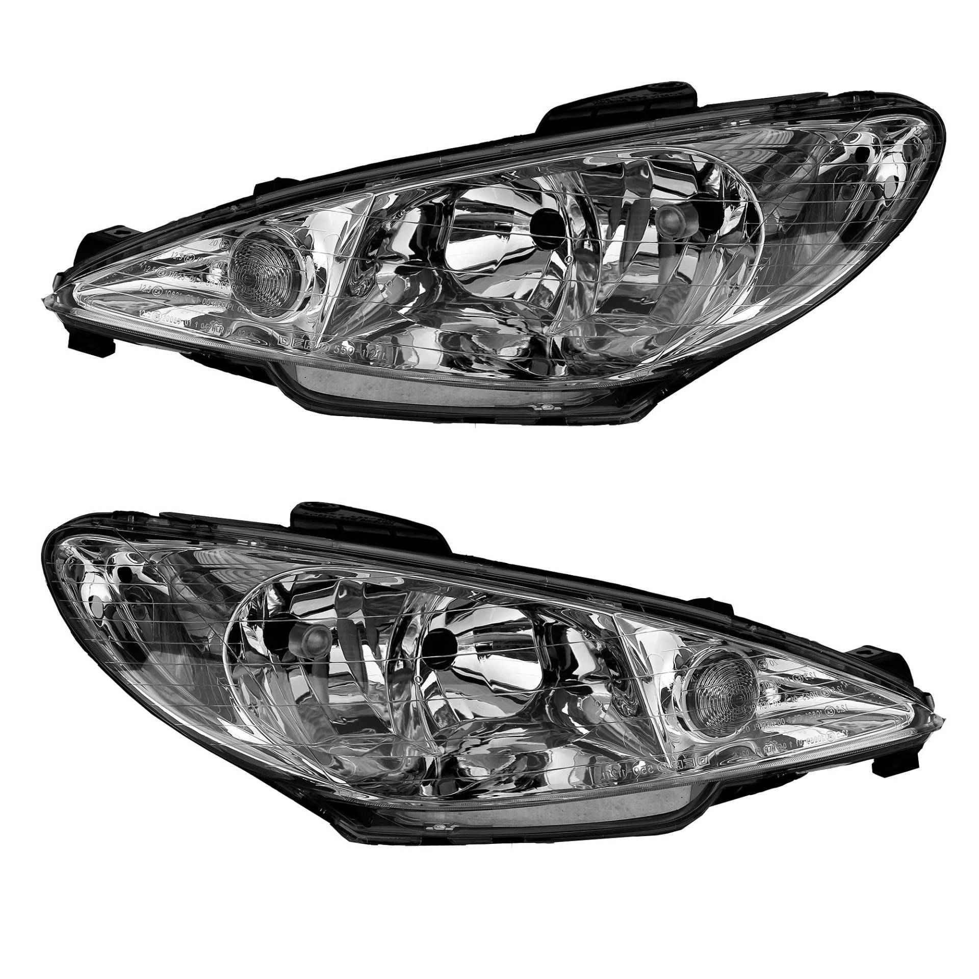 ATEC Germany 2x Hauptscheinwerfer vorne links + rechts glasklare Streuscheibe H7 Frontscheinwerfer ohne Stellmotor, Kompatibel mit PEUGEOT 206 CC (2D), 206 Schrägheck (2A/C), 206 SW (2E/K) von ATEC Germany