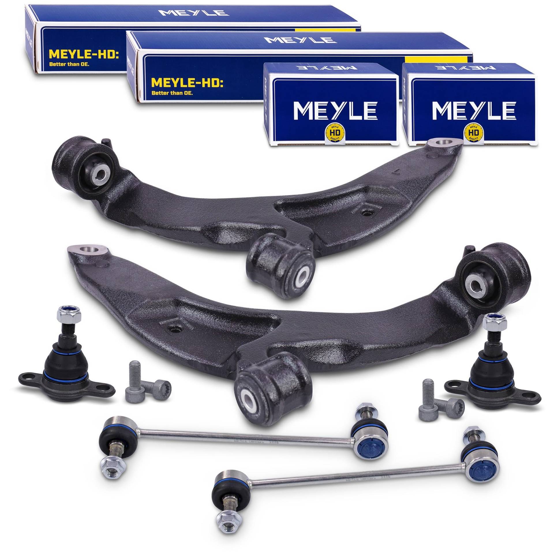 ATEC Germany 2x Querlenker + 2x MEYLE Traggelenk + 2x MEYLE Koppelstange vorne mit Zubehör mit Gummilager von ATEC Germany