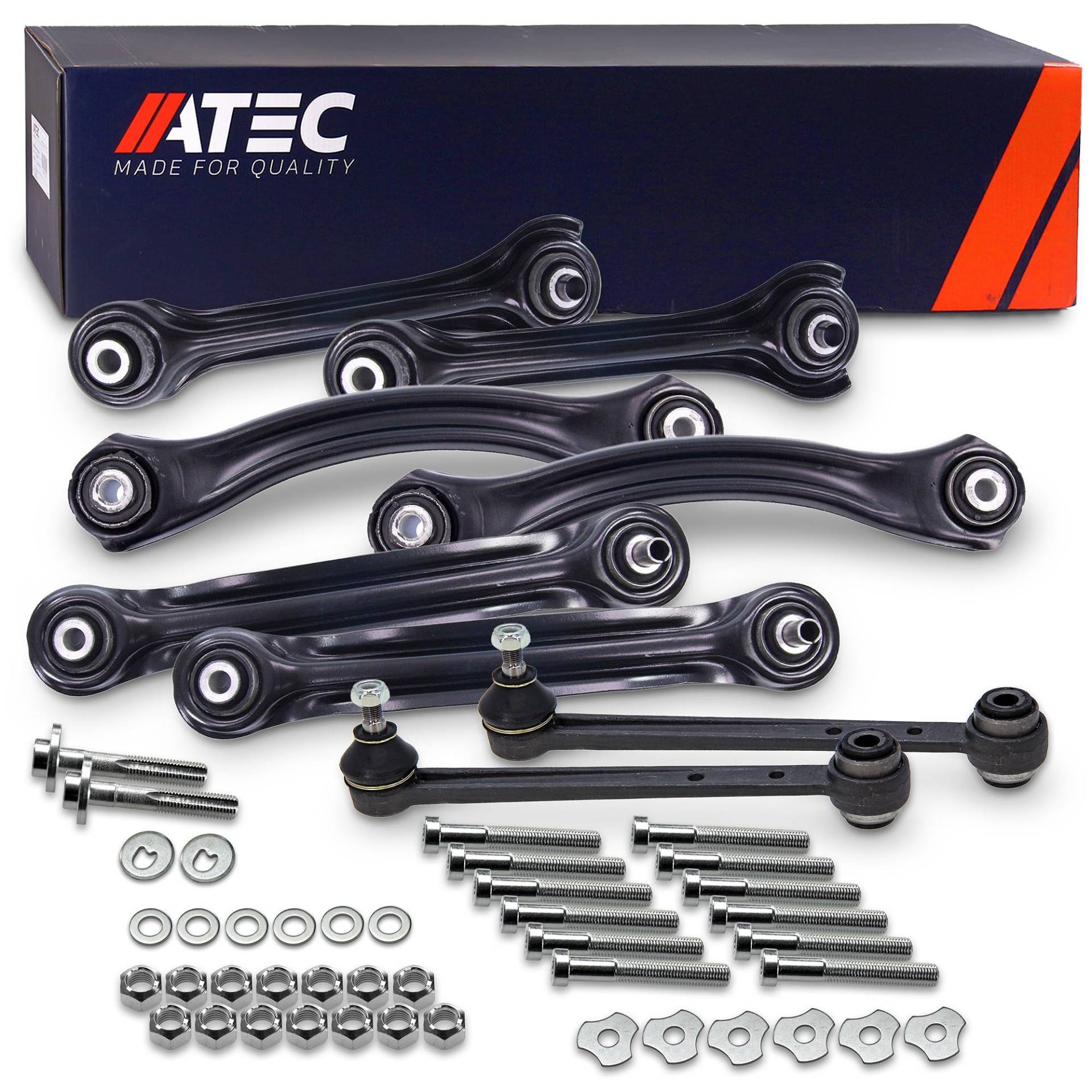 ATEC Germany Querlenkerset 2x Querlenker Hinterachse hinten unten vorne, 2x Querlenker Hinterachse hinten oben vorne, 2x Sturzstrebe, 2x Spurstange Hinterachse + Anbaumaterial von ATEC Germany