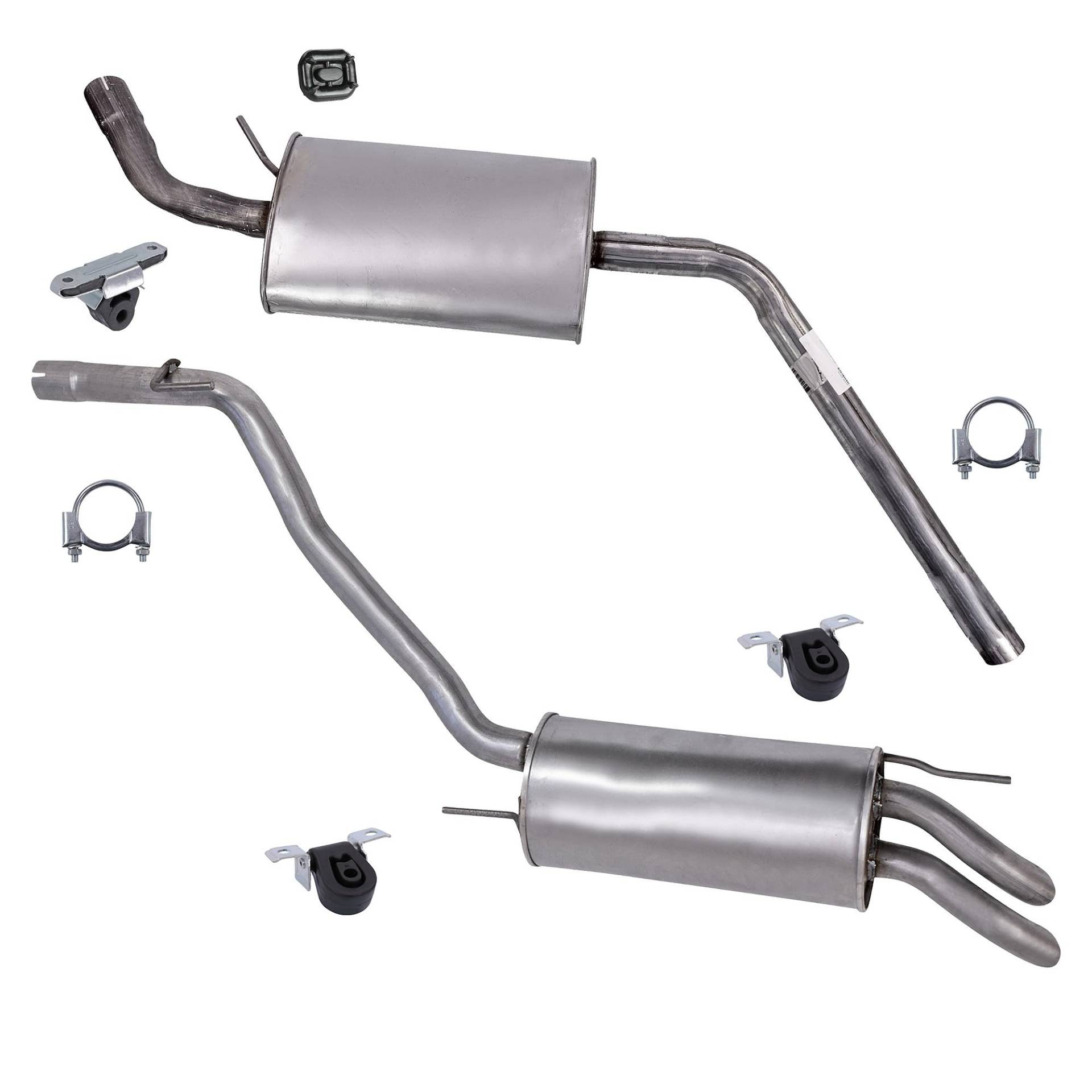 ATEC Germany Auspuff Schalldämpfer Set 1x Mittelschalldämpfer, 1x Endschalldämpfer, mit Montagematerial Kompatibel mit VW TRANSPORTER T4 ATEC Germany Auspuff Schalldämpfer Set 1x Mittelschalldämpfer, 1x Endschalldämpfer, mit Montagematerial Kompatibel mit VW TRANSPORTER T4 von ATEC Germany