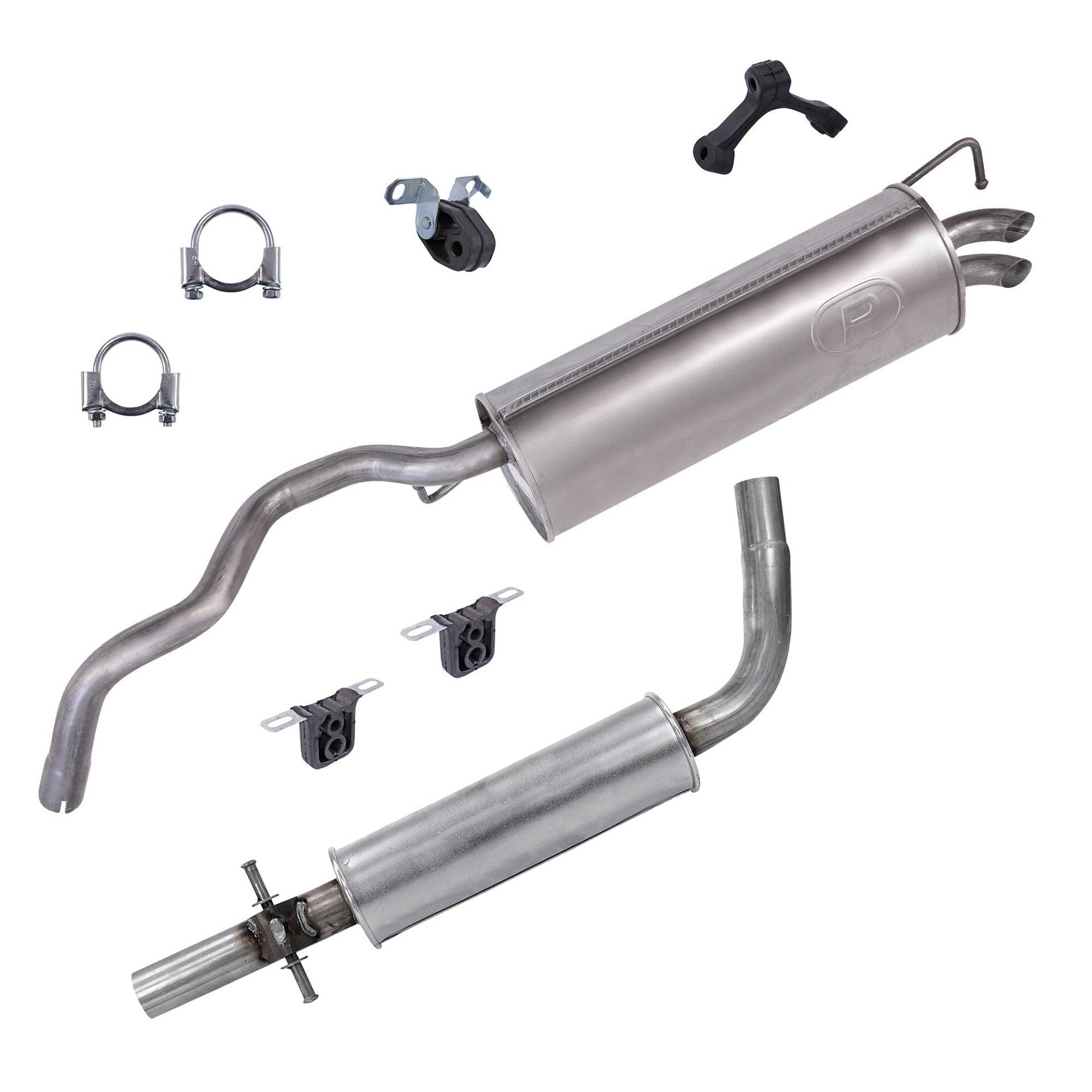 ATEC Germany Auspuff Schalldämpfer Set 1x Mittelschalldämpfer, 1x Endschalldämpfer, mit Montagematerial Kompatibel mit A UDI A3 (8L1), SEAT LEON (1M1), VW GOLF 4 (1J1), NEW BEETLE (9C1, 1C1) (1Y7) von ATEC Germany