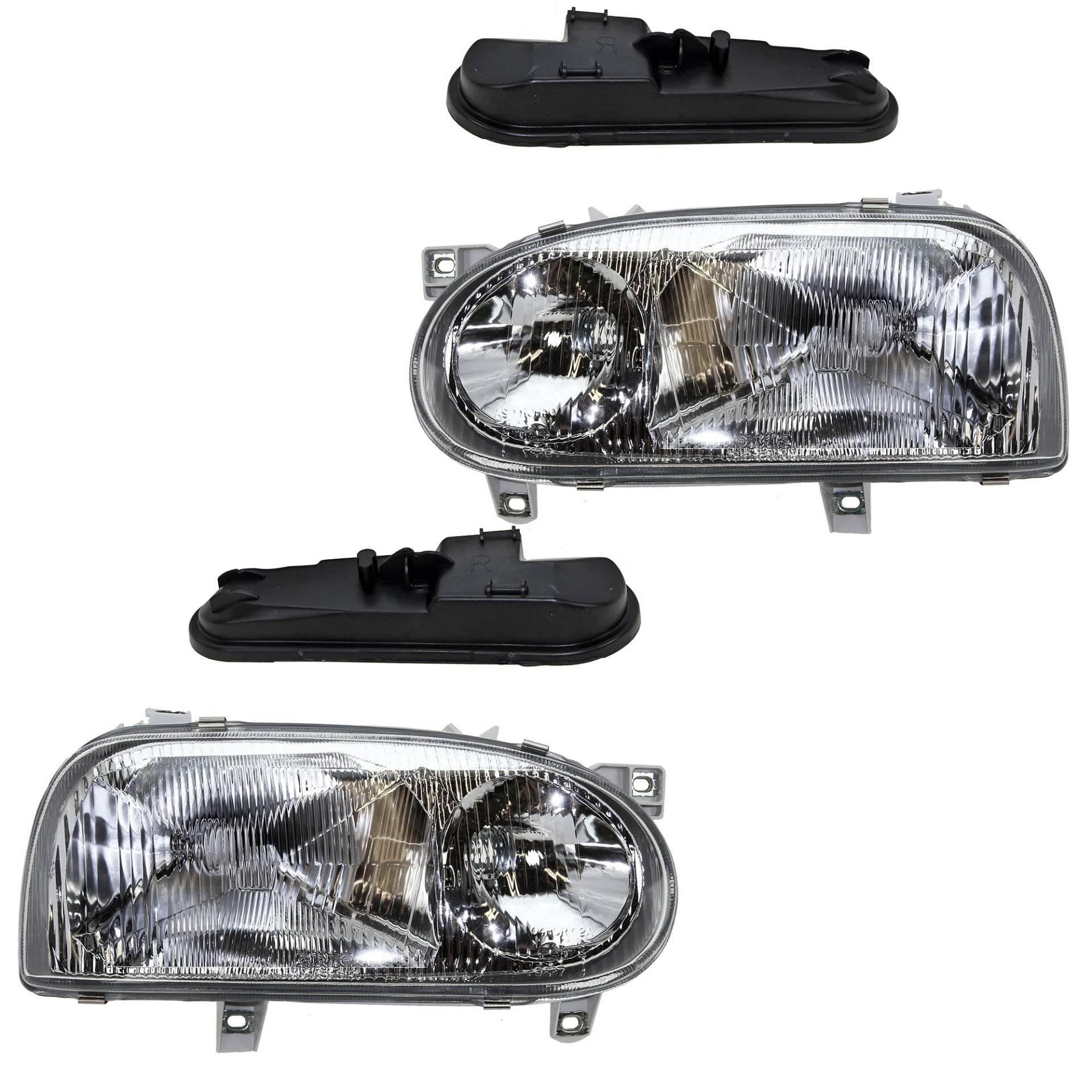 BESTPRICE 2x Hauptscheinwerfer vorne links + rechts H1 Frontscheinwerfer ohne Stellmotor, Kompatibel mit VW GOLF 3 (1H1), GOLF 3 Cabrio (1E7), GOLF 3 Variant (1H5) von ENVA MADE FOR QUALITY