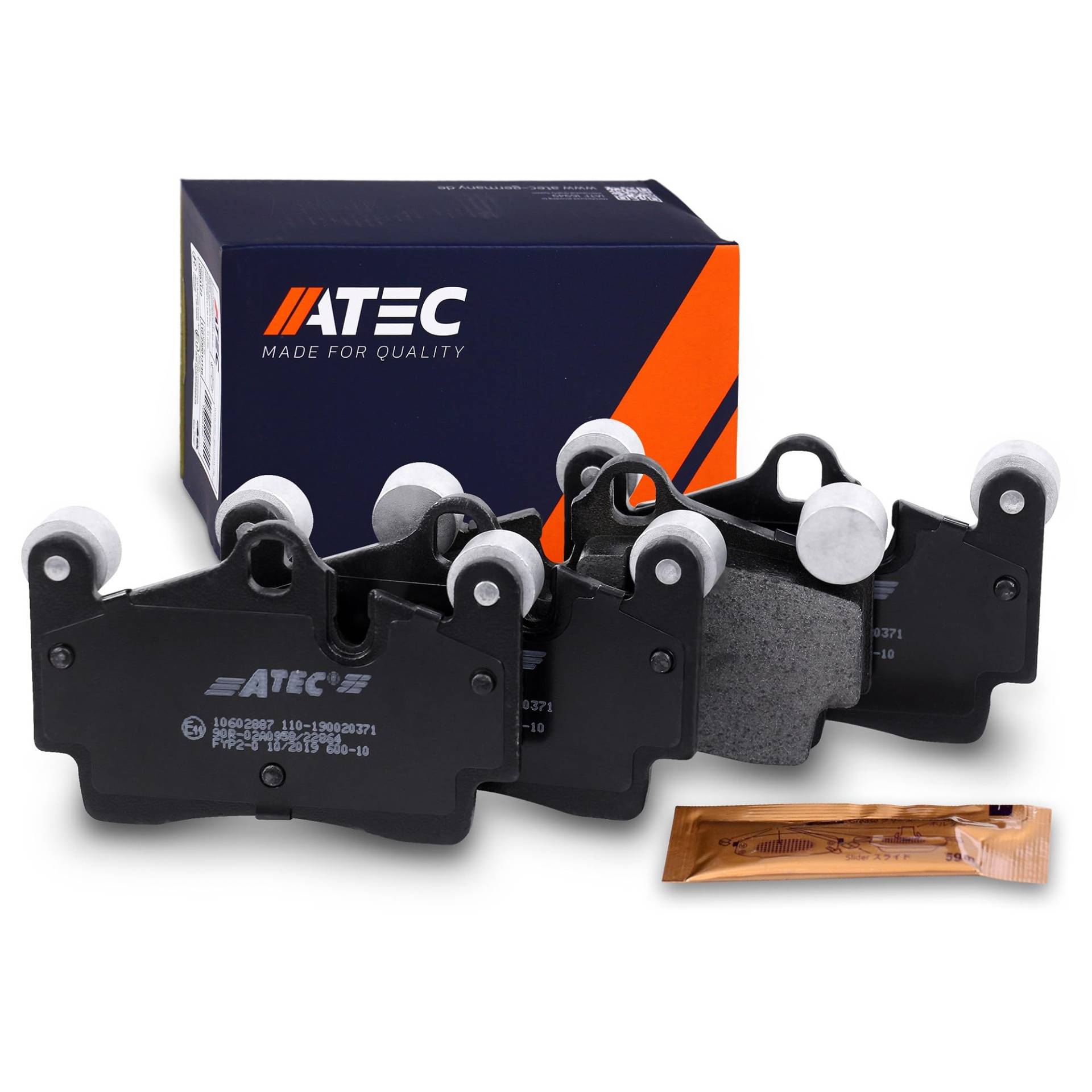 ATEC Germany Bremsbelagsatz Hinterachse, Bremsbeläge Bremsklötze hinten, 4 Stück, Kompatibel mit A udi Q7 (4LB); PORSCHE CAYENNE (9PA); VW TOUAREG (7LA, 7L6, 7L7) von ATEC Germany