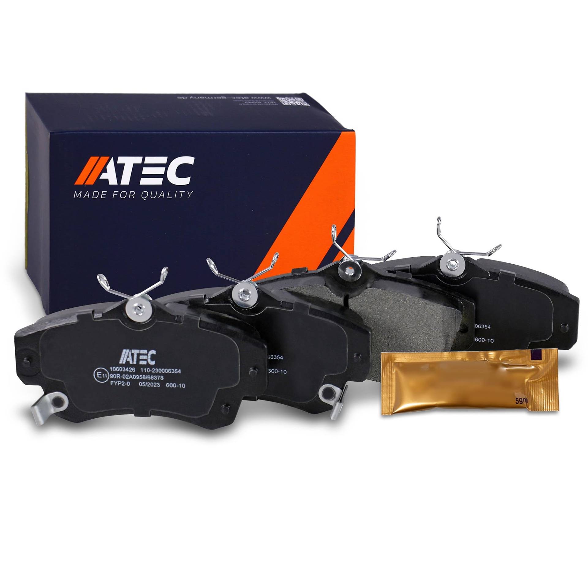 ATEC Germany Bremsbelagsatz Vorderachse, Bremsbeläge Bremsklötze vorne, 4 Stück, Kompatibel mit CHRYSLER PT CRUISER (PT_), PT CRUISER Cabrio von ATEC Germany