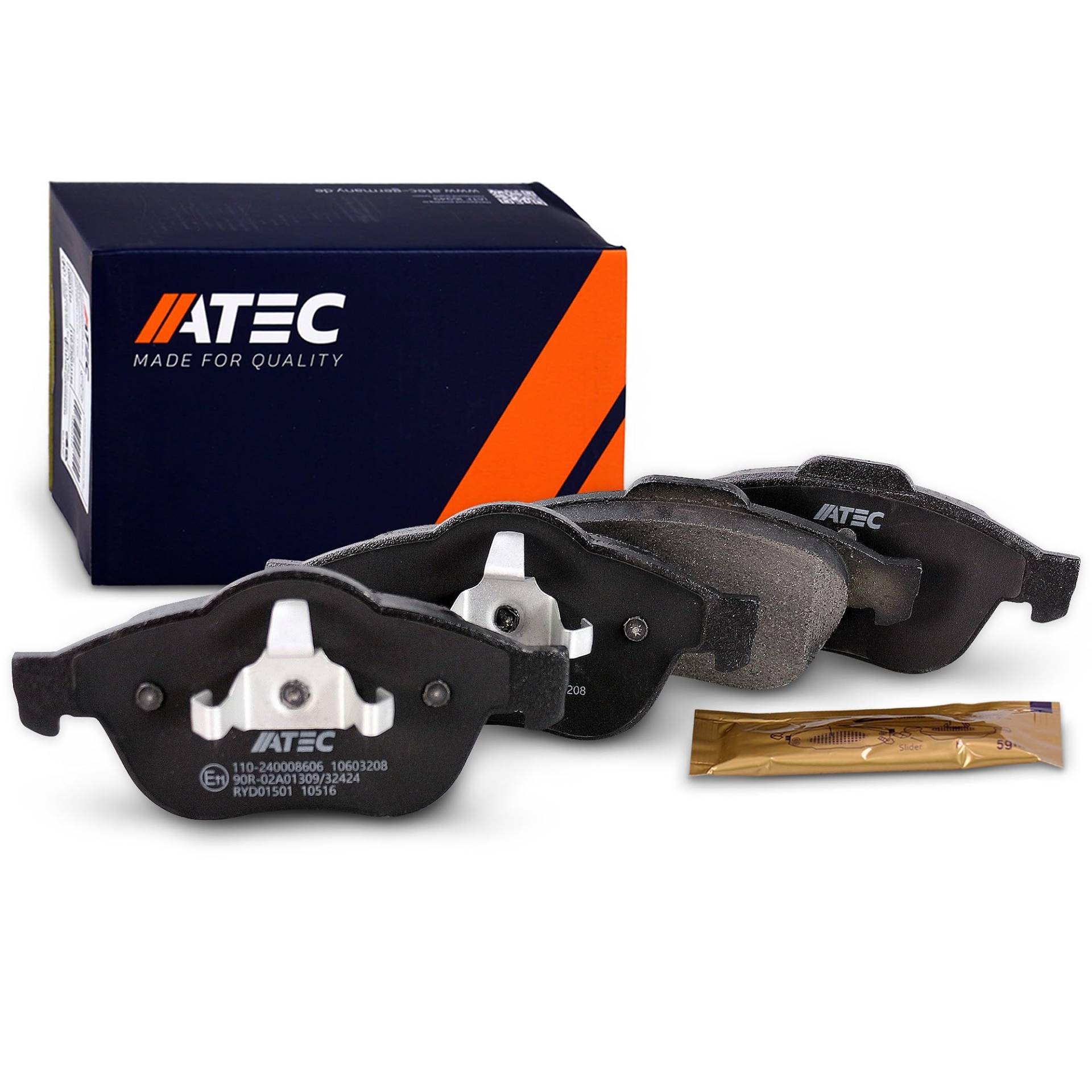 ATEC Germany Bremsbelagsatz Vorderachse, Bremsbeläge Bremsklötze vorne, 4 Stück, Kompatibel mit RENAULT GRAND SCÉNIC II (JM0/1_), SCÉNIC II (JM0/1_) von ATEC Germany