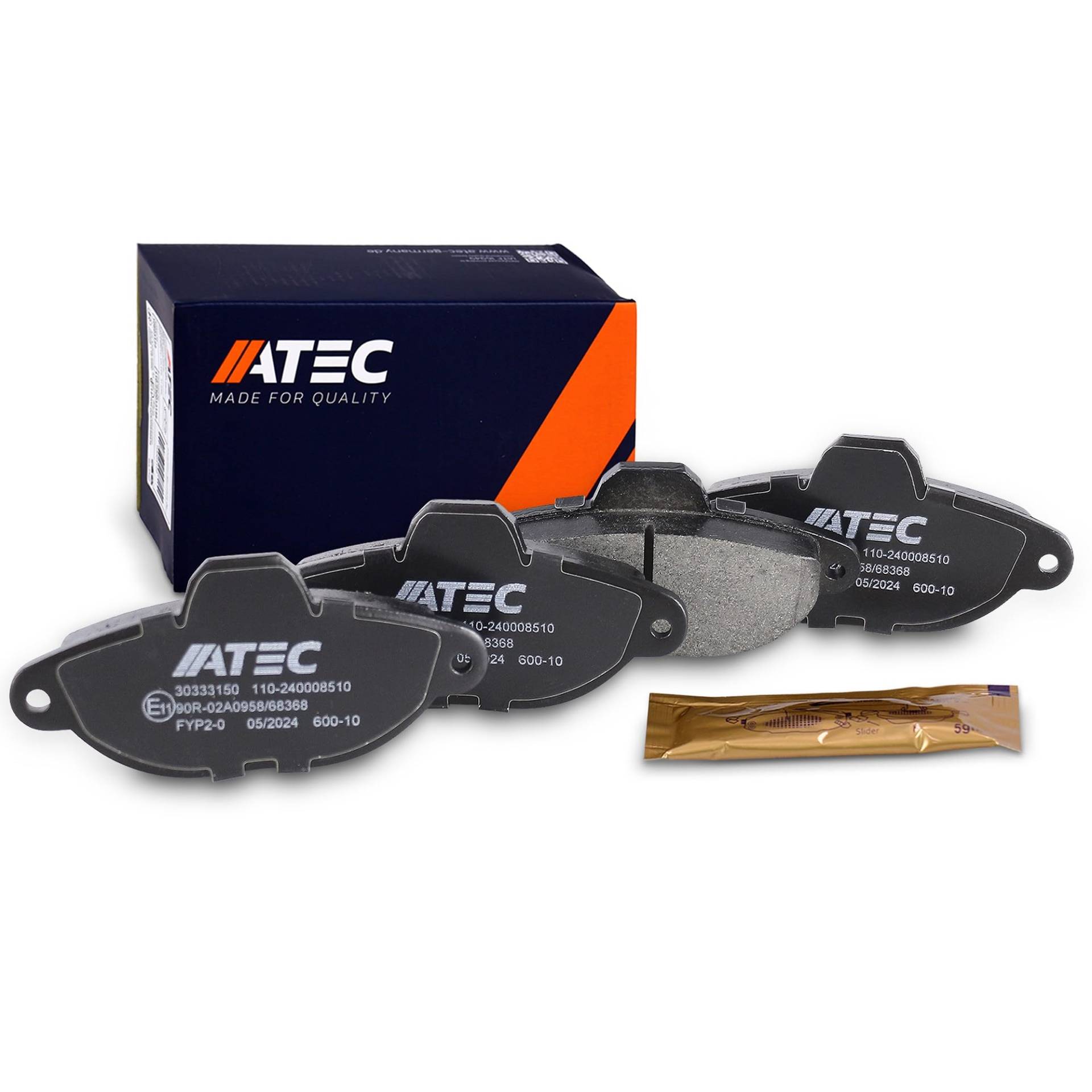 ATEC Germany Bremsbelagsatz Vorderachse, Bremsbeläge Bremsklötze vorne, 4 Stück ATEC Germany Bremsbelagsatz Vorderachse, Bremsbeläge Bremsklötze vorne, 4 Stück von ENVA MADE FOR QUALITY