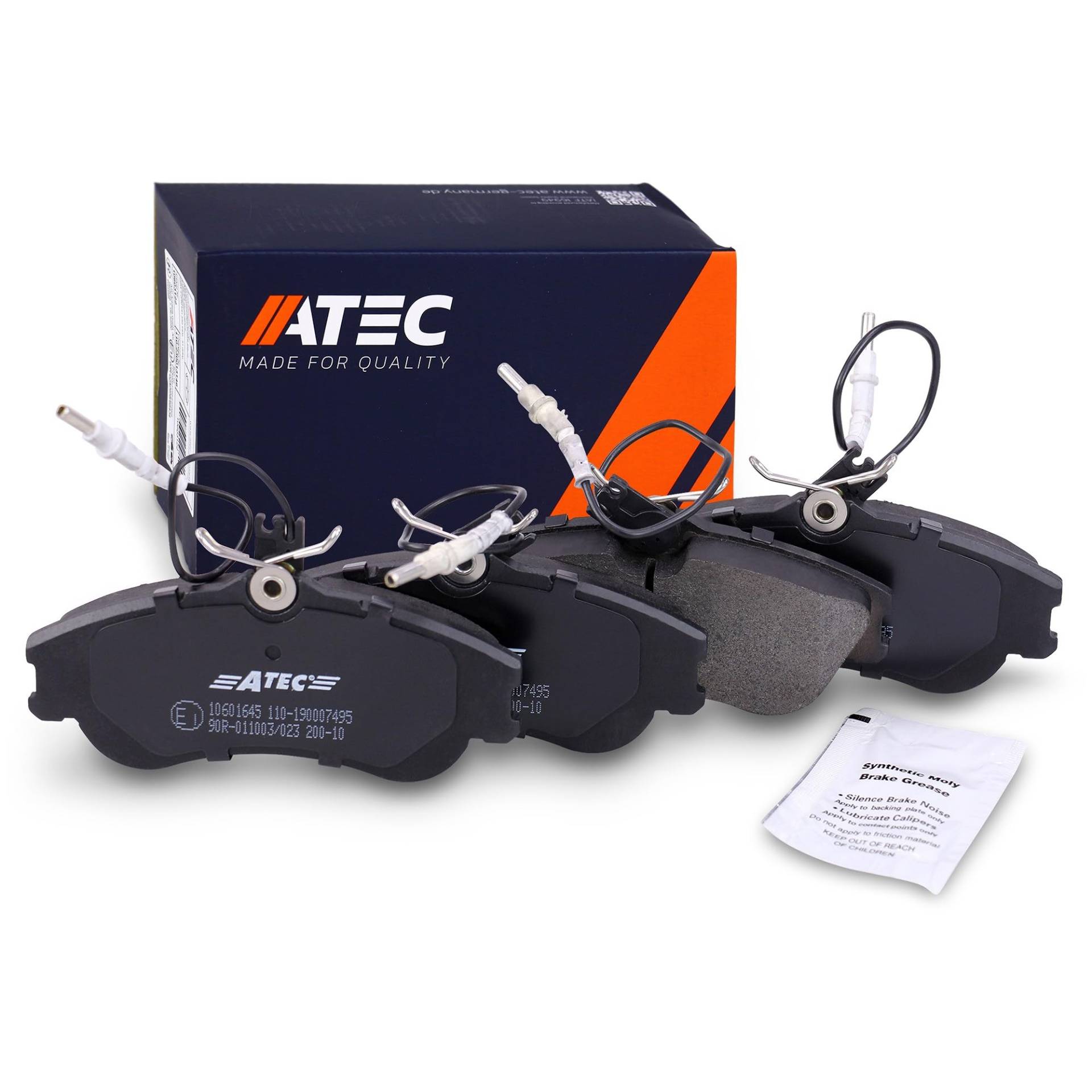ATEC Germany Bremsbelagsatz Vorderachse inkl. Verschleißwarnkontakt Bremsbeläge Bremsklötze vorne mit Warnkontakt Verschleißanzeige, 4 Stück ATEC Germany Bremsbelagsatz Vorderachse inkl. Verschleißwarnkontakt Bremsbeläge Bremsklötze vorne mit Warnkontakt Verschleißanzeige, 4 Stück von ATEC Germany
