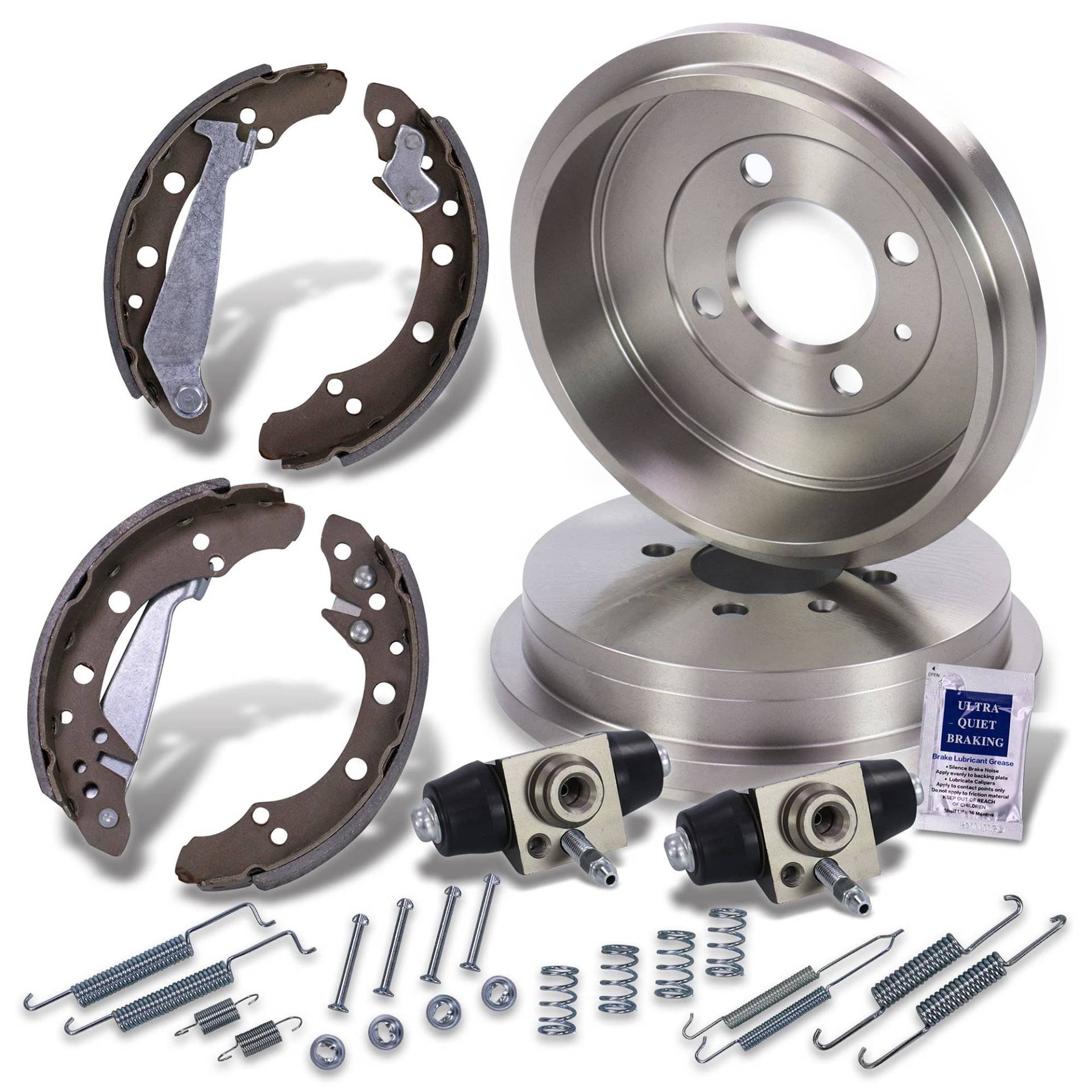 ATEC Germany Bremsensatz Hinterachse inkl. 2x Bremstrommel Hinterachse 4x Bremsbacken Hinterachse mit Montagesatz 2x Radbremszylinder (Aluminium) Kompatibel mit VW POLO (6N2) (6V2) (6N1) (6V5) von ATEC Germany