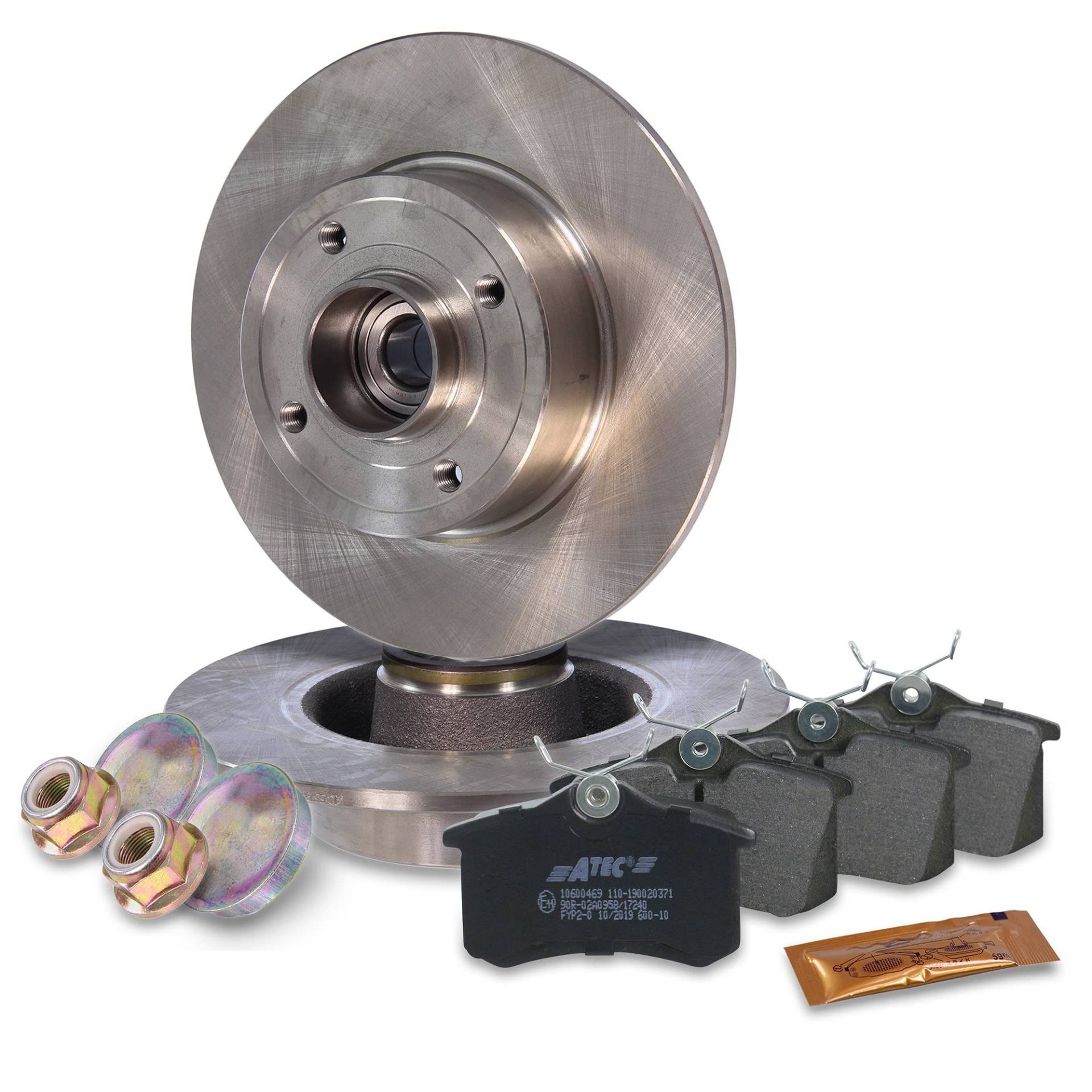 ATEC Germany Bremsenset Hinterachse inkl. Bremsscheiben Ø 240 mm Voll + Bremsbeläge Hinten inkl Radlager von ATEC Germany