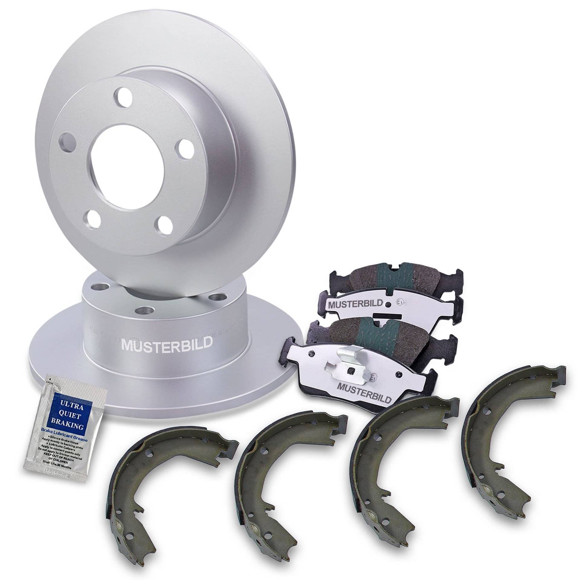 ATEC Germany Bremsenset Hinterachse inkl. Bremsscheiben Ø 258 mm Voll + Bremsbeläge Hinten + Bremsbacken Kompatibel mit MERCEDES-BENZ C-Klasse (W202) von ATEC Germany
