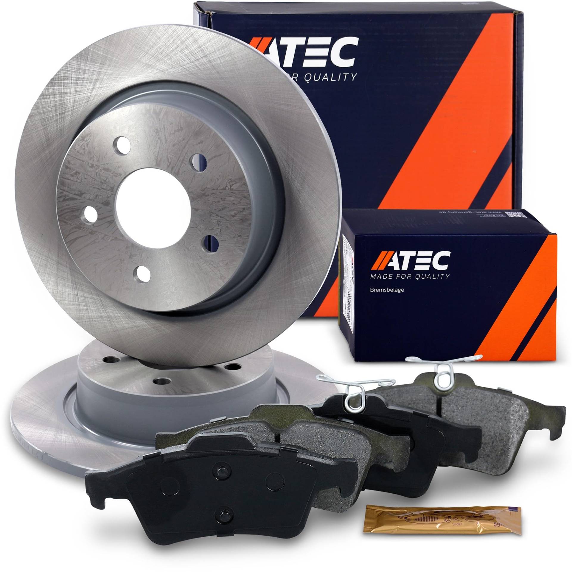 ATEC Germany Bremsenset Hinterachse inkl. Bremsscheiben Ø 280 mm Voll + Bremsbeläge Hinten von ATEC Germany