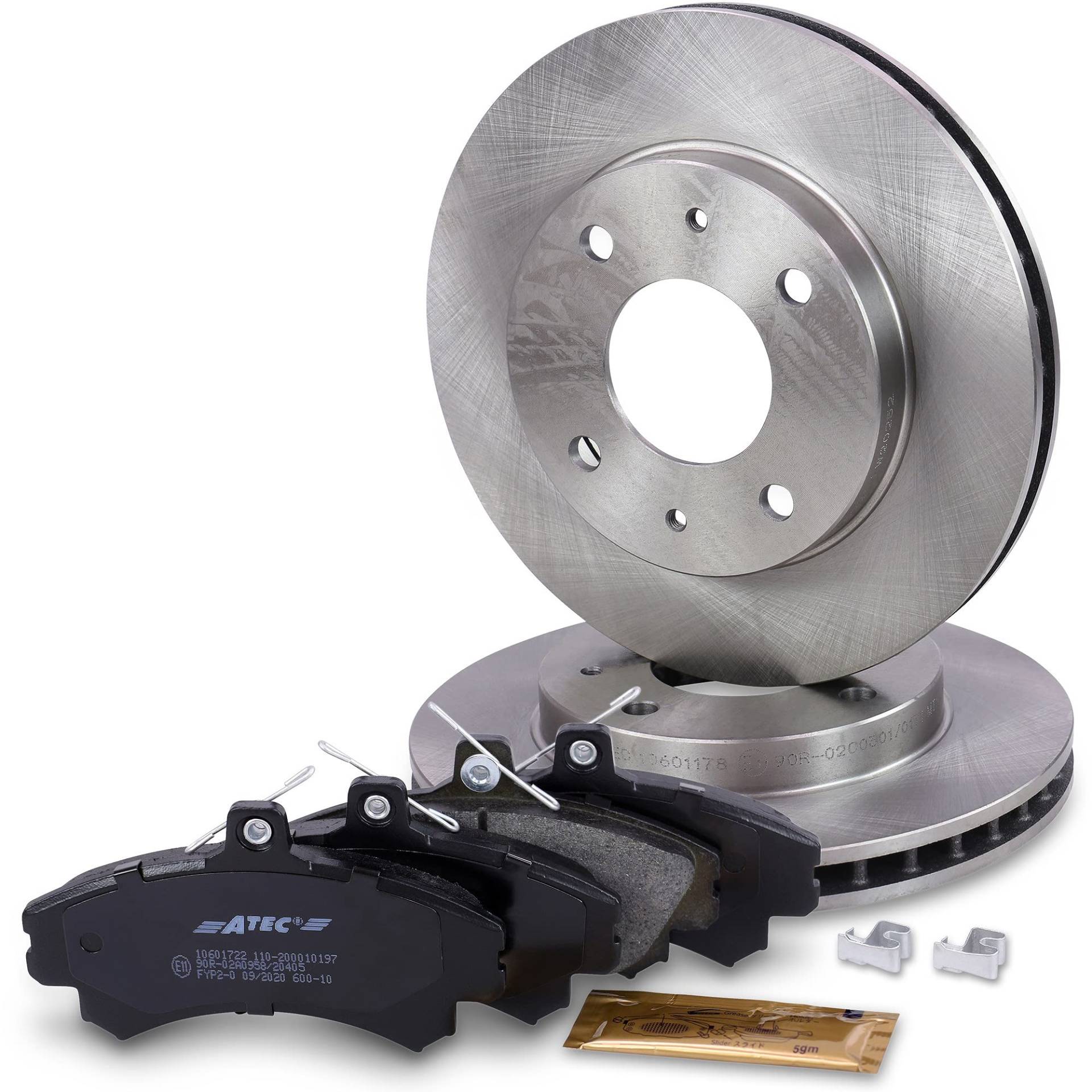 ATEC Germany Bremsenset Vorderachse inkl. Bremsscheiben Ø 256 mm Belüftet + Bremsbeläge Vorne Kompatibel mit MITSUBISHI CARISMA (DA_),SPACE STAR (DG_A), VOLVO S40 I (644), V40 Kombi (645) von ATEC Germany