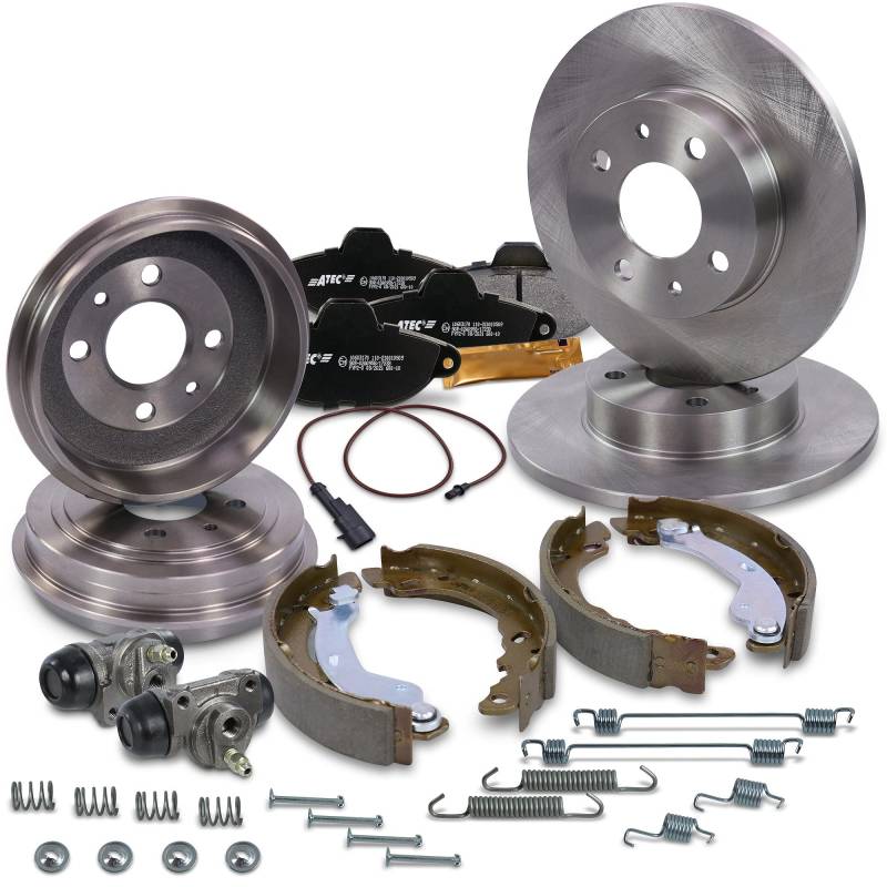 BESTPRICE Bremsenset inkl. Bremsscheiben vorne Ø 240,5 mm Voll + Bremstrommel hinten Ø 180 mm + Bremsbeläge vorne und Bremsbacken hinten + Radbremszylinder, Kompatibel mit FIAT PANDA (169_) von BESTPRICE