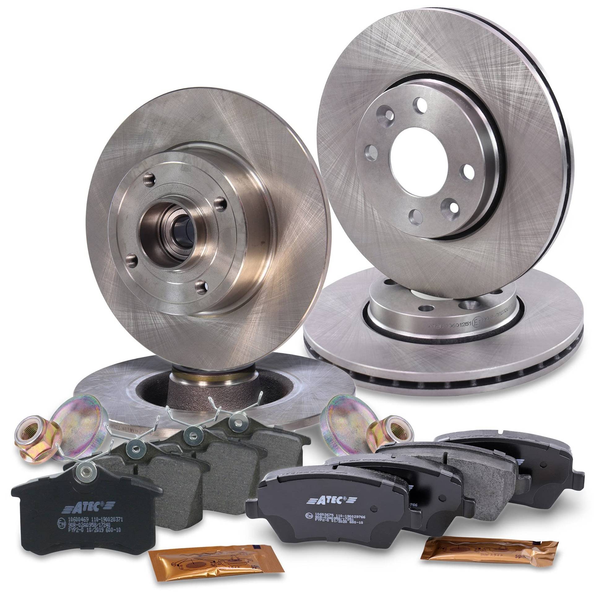 ATEC Germany Bremsenset inkl. Bremsscheiben Vorne Ø 260 mm Belüftet + Hinten Ø 240 mm Voll + Bremsbeläge Vorne & Hinten Kompatibel mit RENAULT CLIO III, MODUS/GRAND MODUS (F/JP0_) von ATEC Germany