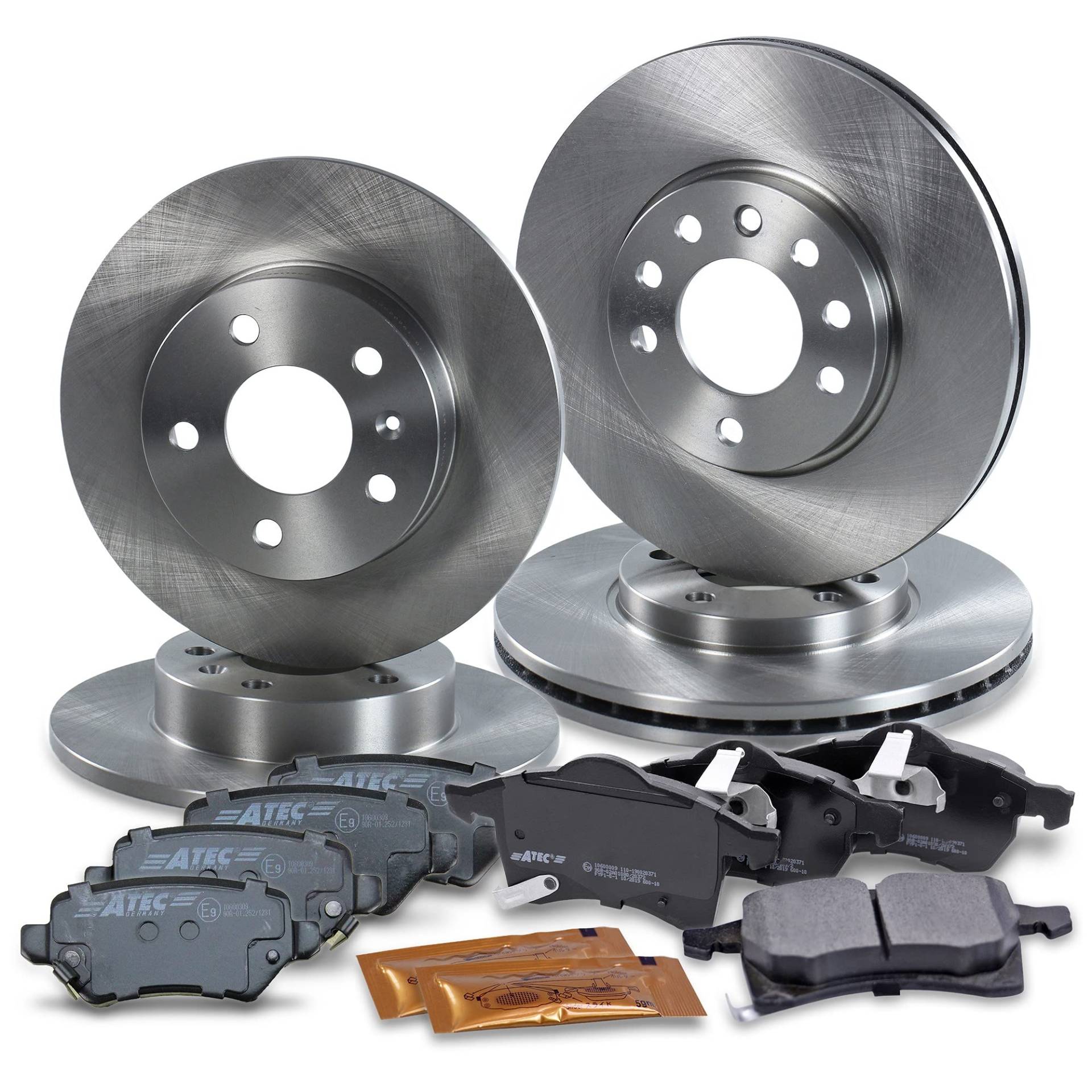 ATEC Germany Bremsenset inkl. Bremsscheiben Vorne Ø 280 mm Belüftet + Hinten Ø 264 mm Voll + Bremsbeläge Vorne & Hinten Kompatibel mit OPEL ASTRA G (T98) (F70) ZAFIRA A (T98) von ATEC Germany