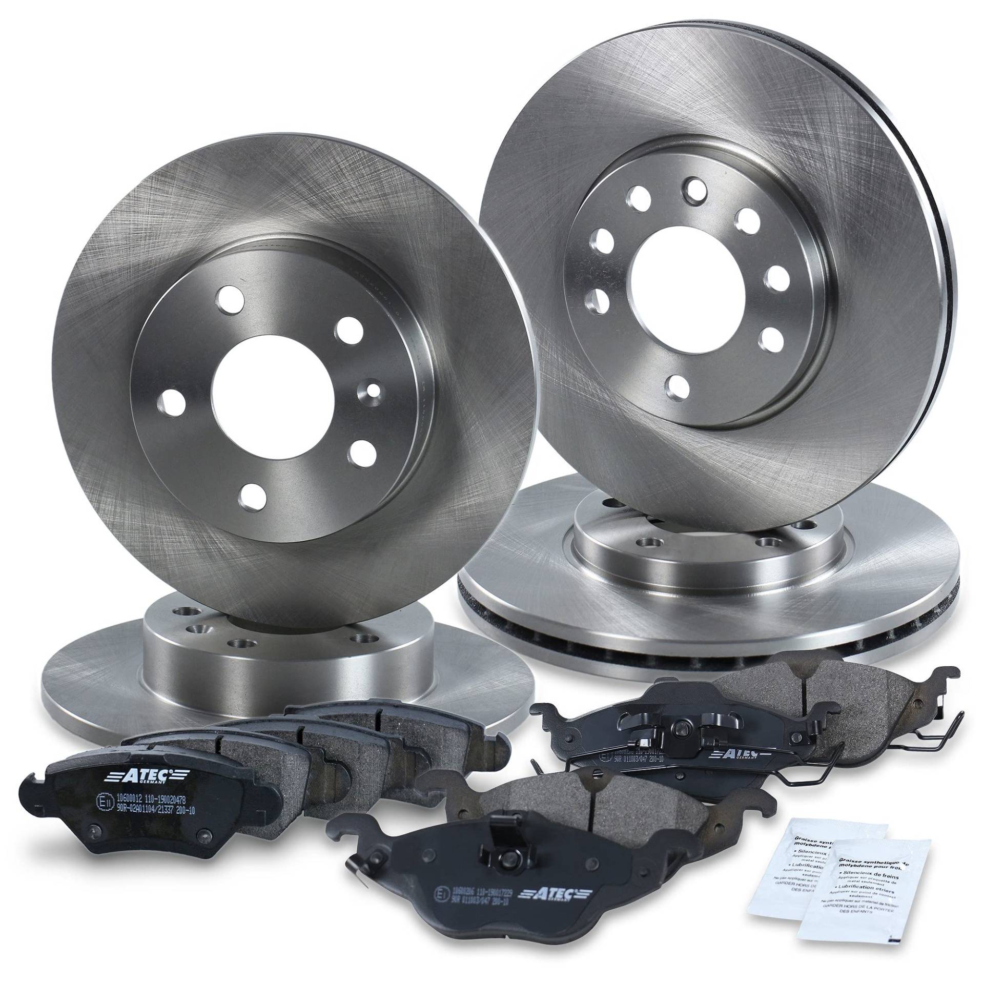 ATEC Germany Bremsenset inkl. Bremsscheiben Vorne Ø 308 mm Belüftet + Hinten Ø 264 mm Voll + Bremsbeläge Vorne & Hinten Kompatibel mit OPEL ASTRA G (T98) von ATEC Germany