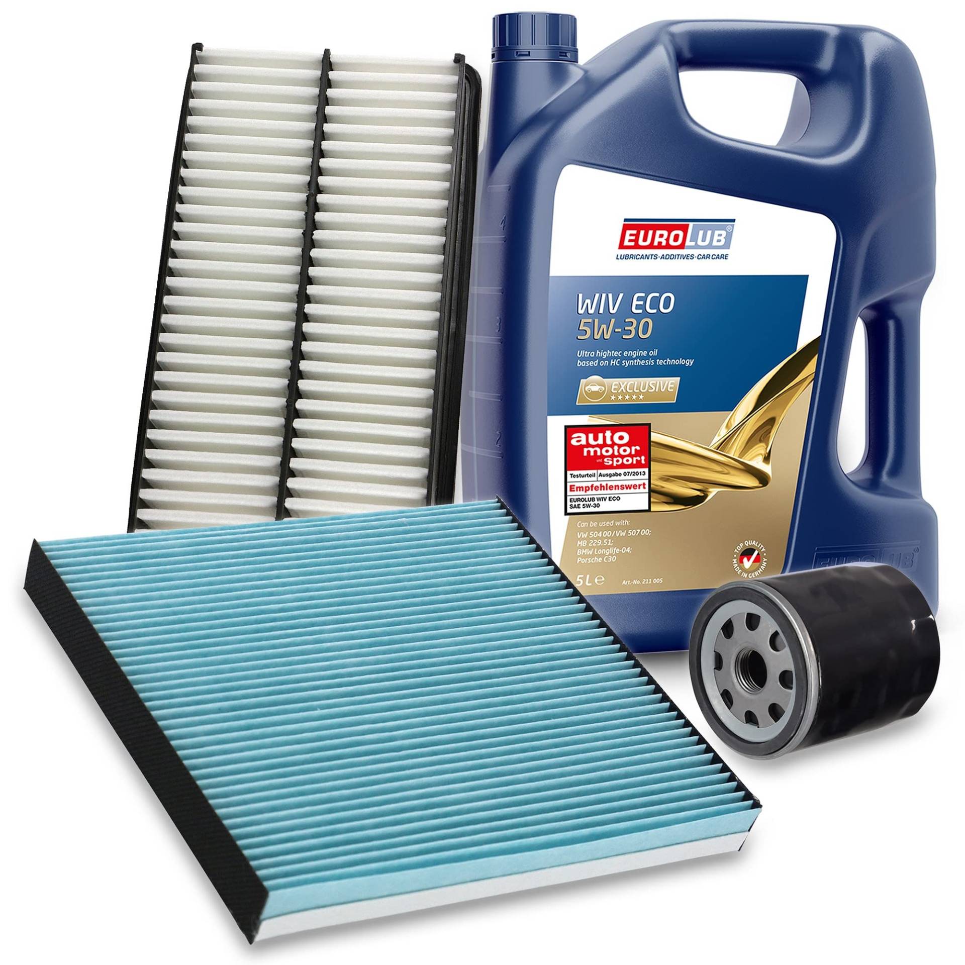 ATEC Germany Inspektionspaket Filterset mit 1x Ölfilter; 1x Luftfilter; 1x Innenraumfilter; 1x Motoröl 5W-30 5 l, KOMPATIBEL MIT - MAZDA 6 ATEC Germany Inspektionspaket Filterset mit 1x Ölfilter; 1x Luftfilter; 1x Innenraumfilter; 1x Motoröl 5W-30 5 l, KOMPATIBEL MIT - MAZDA 6 von ATEC Germany