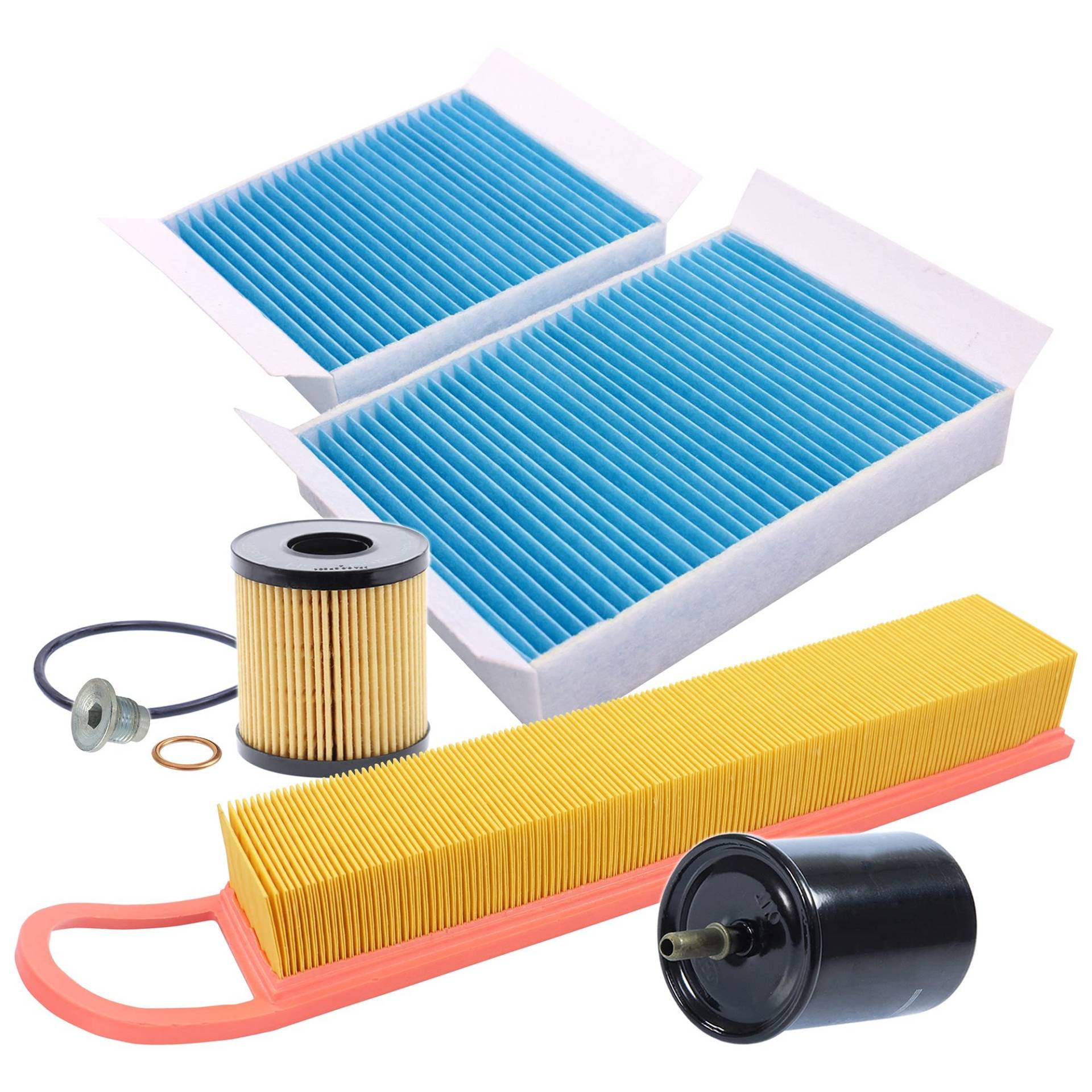 ATEC Germany Inspektionspaket Filterset mit 1x Ölfilter, 1x Luftfilter, 2x Innenraumfilter (Pollenfilter), 1x Kraftstofffilter, 1x Ölablassschraube mit Dichtung von ATEC Germany