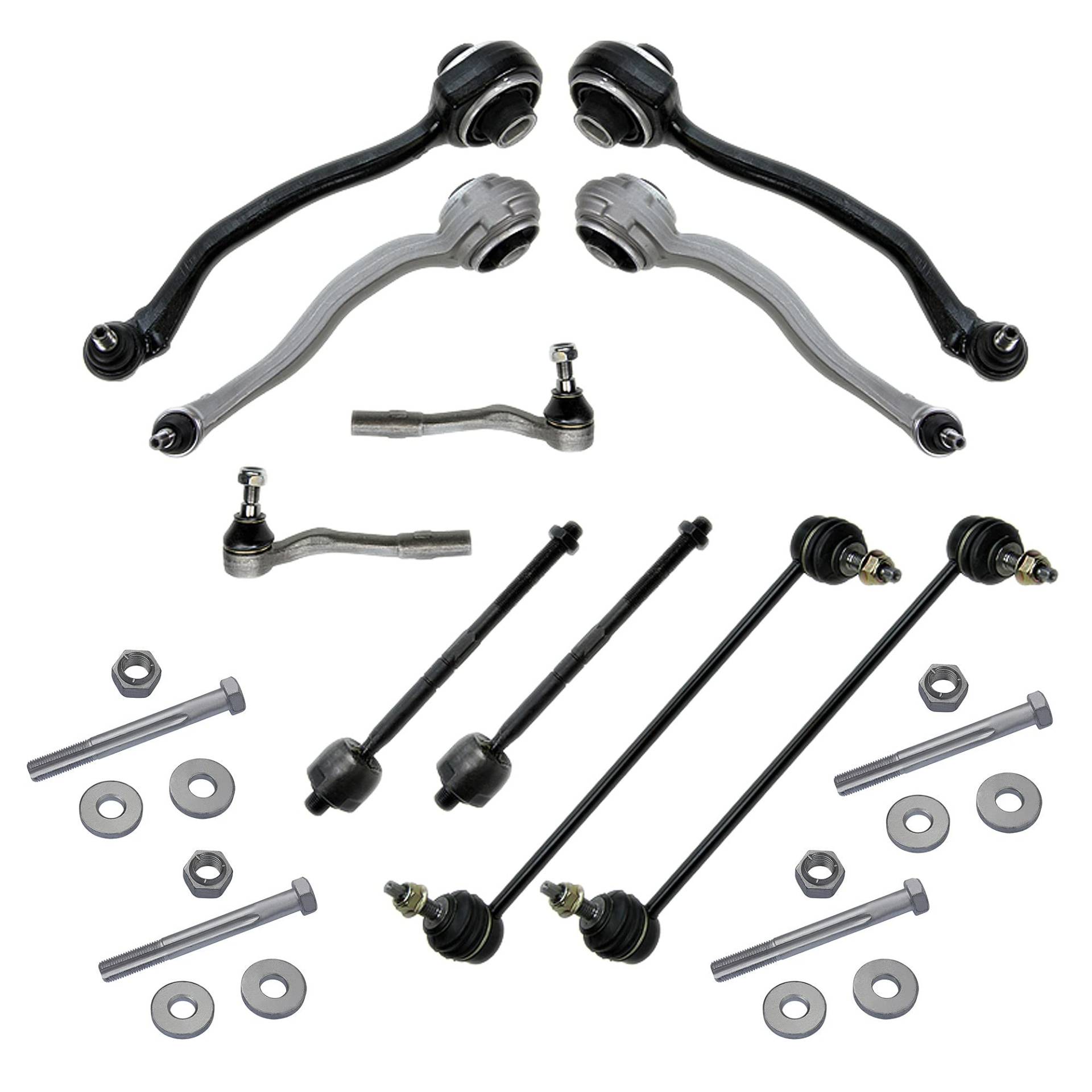BESTPRICE 2x Querlenker Vorderachse unten, 2x Querlenker Vorderachse oben, 2x Spurstangenköpfe, 2x Axialgelenk Kompatibel mit MERCEDES C-Klasse (W203)(CL203)(S203), CLC (CL203), CLK (C209)(A209) von BESTPRICE