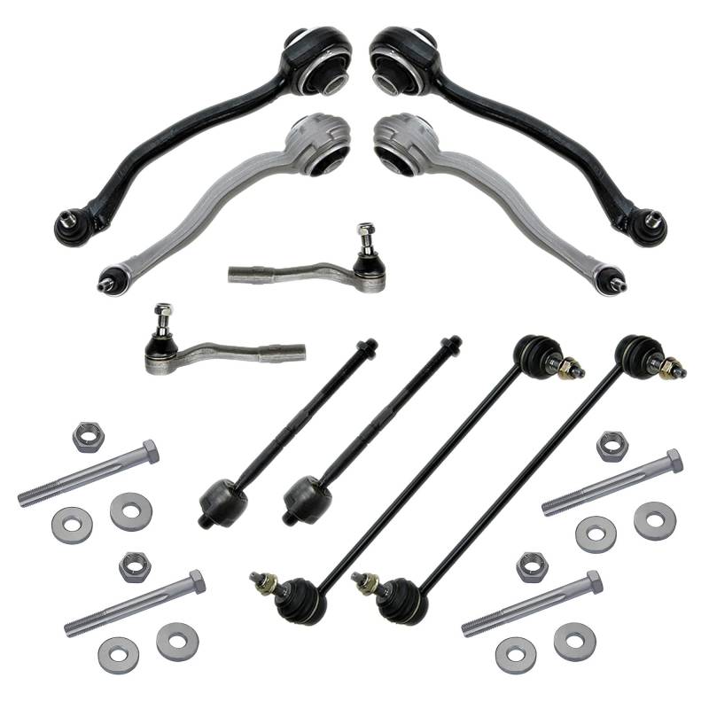 BESTPRICE 2x Querlenker Vorderachse unten, 2x Querlenker Vorderachse oben, 2x Spurstangenköpfe, 2x Axialgelenk Kompatibel mit MERCEDES C-Klasse (W203)(CL203)(S203), CLC (CL203), CLK (C209)(A209) von BESTPRICE
