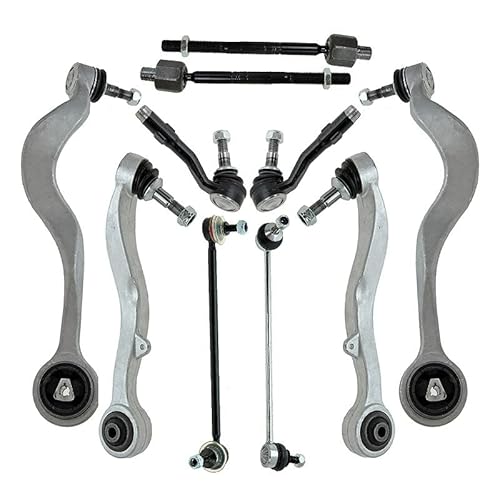 BESTPRICE 2x Querlenker Vorderachse unten hinten, 1x Querlenker Vorderachse unten vorne, 2x Koppelstange, 2x Spurstangenkopf, 2x Axialgelenk Kompatibel mit BMW 5er (E60), 5 Touring (E61) von ENVA MADE FOR QUALITY