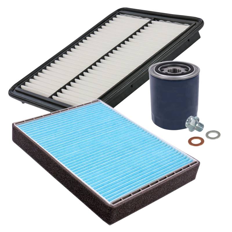 Inspektionspaket SET A 1x Ölfilter 1x Luftfilter 1x Innenraumfilter 1x Ölablass-Schraube 1x Dichtring für Ölablass-Schraube von BESTPRICE