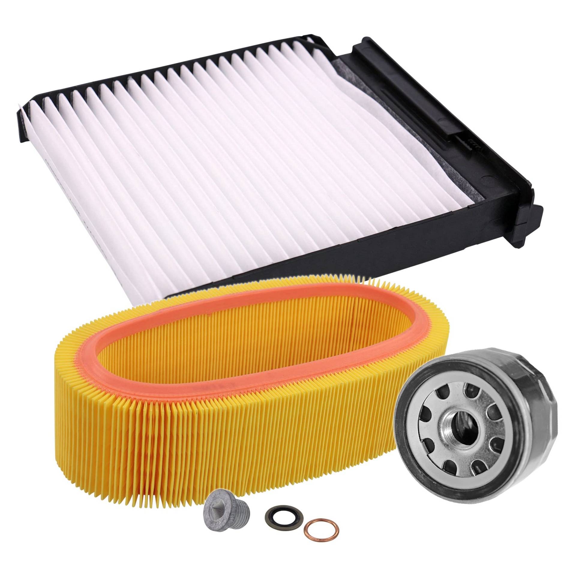Inspektionspaket SET A 1x Ölfilter 1x Luftfilter 1x Innenraumfilter 1x Ölablass-Schraube 1x Dichtring für Ölablass-Schraube Inspektionspaket SET A 1x Ölfilter 1x Luftfilter 1x Innenraumfilter 1x Ölablass-Schraube 1x Dichtring für Ölablass-Schraube von ENVA MADE FOR QUALITY