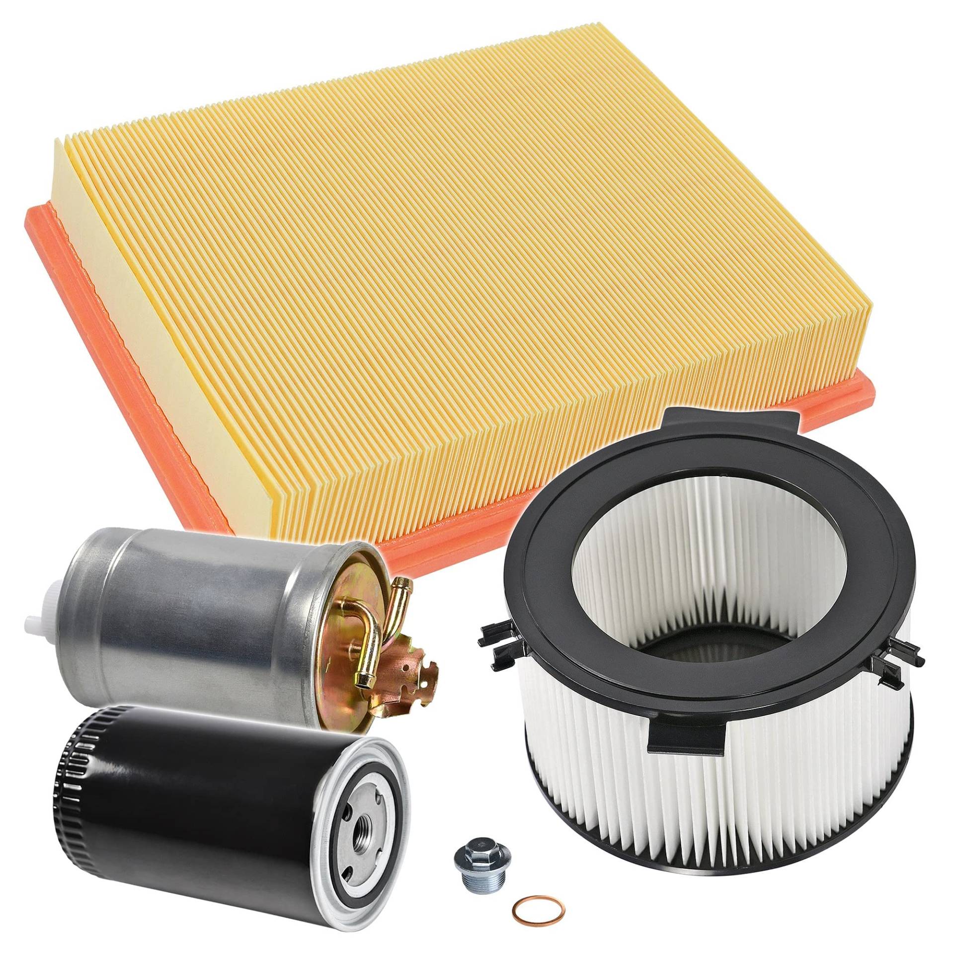 BESTPRICE Inspektionspaket Filterset mit 1x Luftfilter, 1x Innenraumfilter (Pollenfilter), 1x Ölfilter, 1x Kraftstofffilter, Kompatibel mit VW TRANSPORTER T4 von BESTPRICE