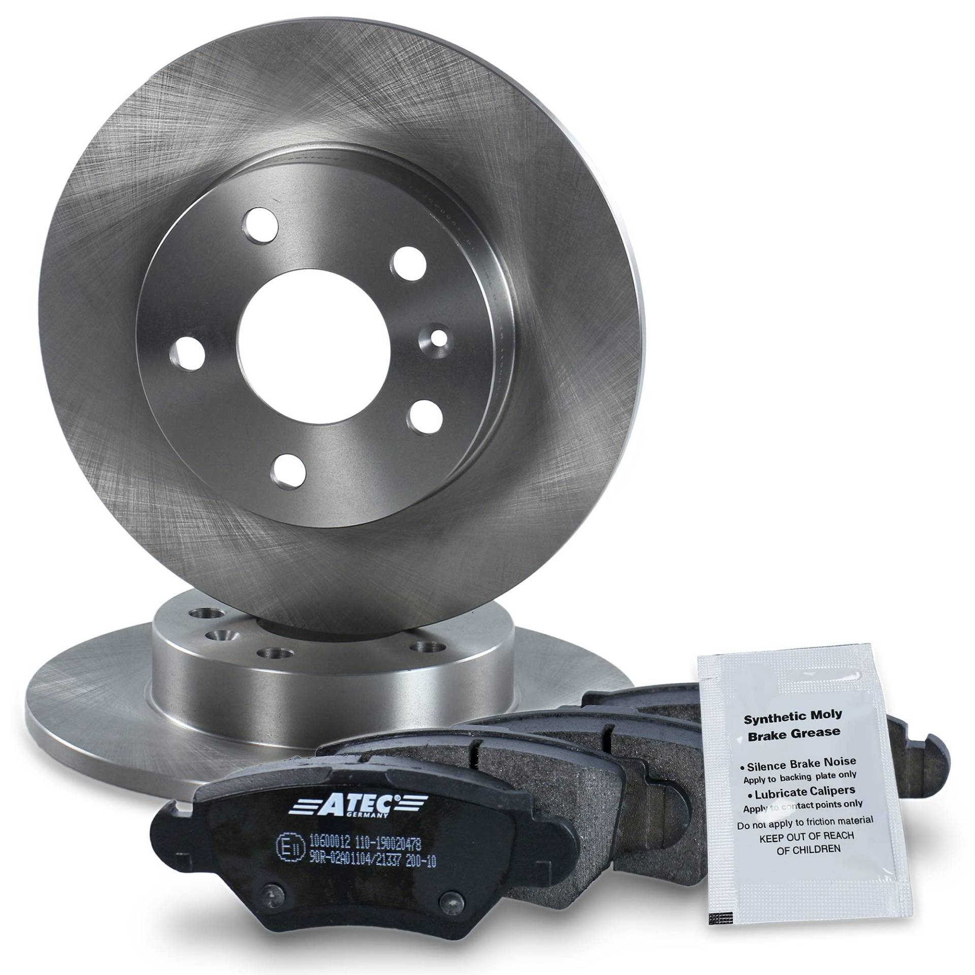 Bremsenset Hinterachse inkl. Bremsscheiben Ø 264 mm Voll + Bremsbeläge Hinten Kompatibel mit OPEL ASTRA G (T98) (F70) ZAFIRA A (T98) von ATEC Germany