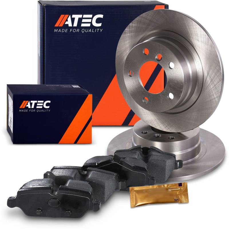 ATEC Germany Bremsenset Hinterachse inkl. Bremsscheiben Ø 296 mm Voll + Bremsbeläge Hinten Kompatibel mit BMW 1er (E81), 1 (E87), 3er (E90), 3er Coupe (E92) von ATEC Germany