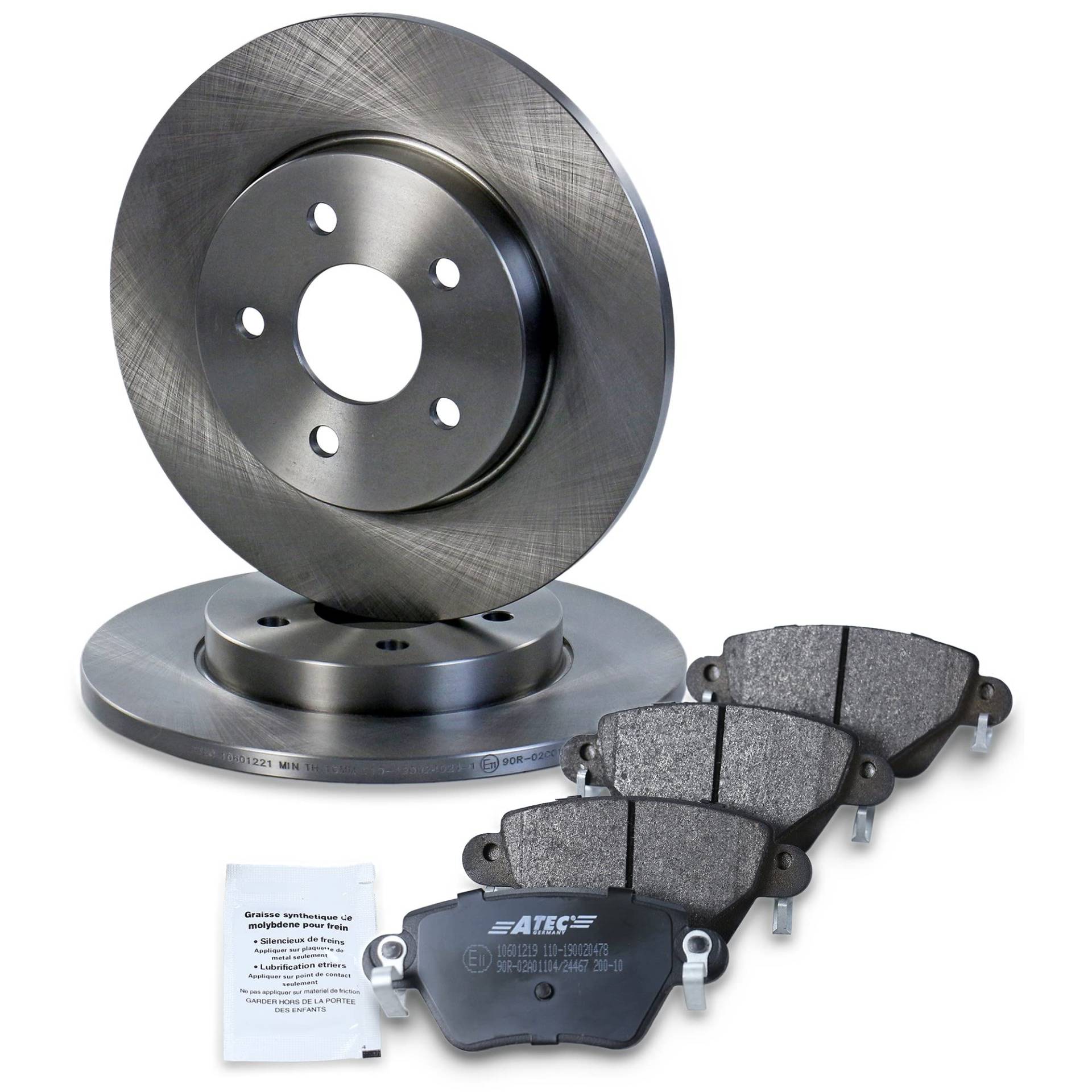ATEC Germany Bremsenset Hinterachse inkl. Bremsscheiben Ø 280 mm Voll + Bremsbeläge Hinten Kompatibel mit FORD MONDEO Mk3 (B5Y) (B4Y) (BWY), JAGUAR X-TYPE Mk1 (X400), X-TYPE Mk1 Kombi (X400) von ATEC Germany