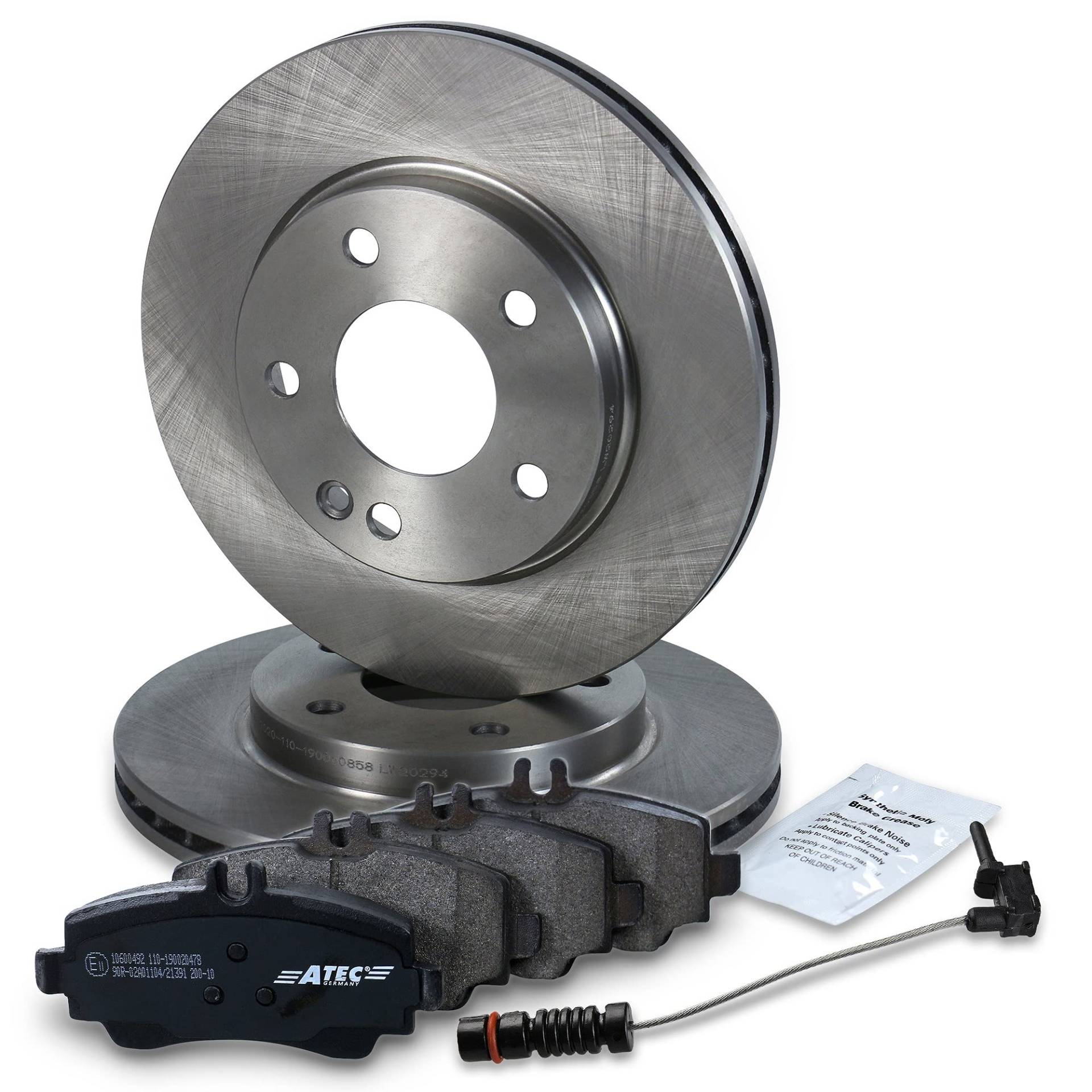 BESTPRICE Bremsenset Vorderachse inkl. Bremsscheiben Belüftet Ø 260 mm + Bremsbeläge vorne + Verschleißkontakt, Kompatibel mit MERCEDES A-Klasse (W168) von ENVA MADE FOR QUALITY