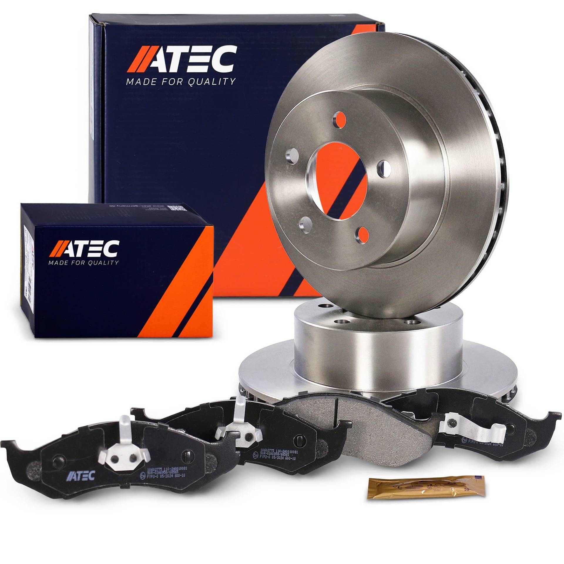 ATEC Germany Bremsenset Vorderachse inkl. Bremsscheiben Ø 280 mm Belüftet + Bremsbeläge Vorne Kompatibel mit JEEP CHEROKEE (XJ), GRAND CHEROKEE I (ZJ, ZG), WRANGLER I (YJ, SJ_), WRANGLER II (TJ) von ATEC Germany