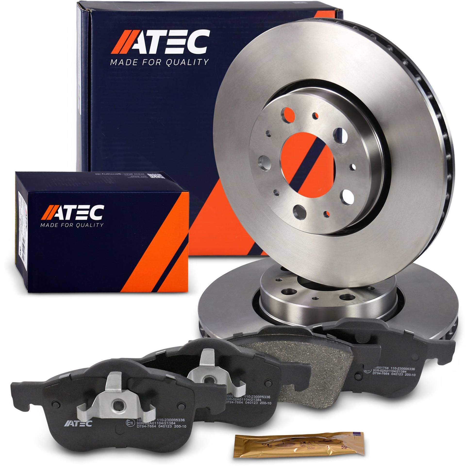 ATEC Germany Bremsenset Vorderachse inkl. Bremsscheiben Ø 286 mm Belüftet + Bremsbeläge Vorne Kompatibel mit VOLVO S60 I (384), S80 I (184), V70 II (285), XC70 CROSS COUNTRY I (295) von ATEC Germany