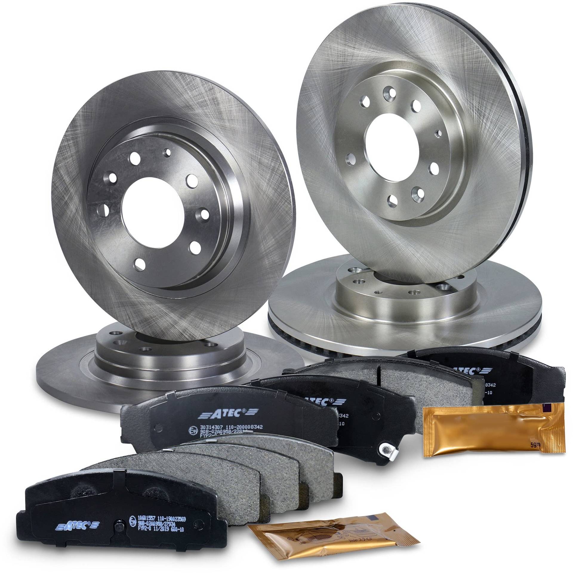 BESTPRICE Bremsenset inkl. Bremsscheiben vorne Ø 299 mm + hinten Ø 280 mm + Bremsbeläge vorne und hinten, Kompatibel mit MAZDA 6 Hatchback (GH), 6 Kombi (GH), 6 Stufenheck (GH) von ENVA MADE FOR QUALITY