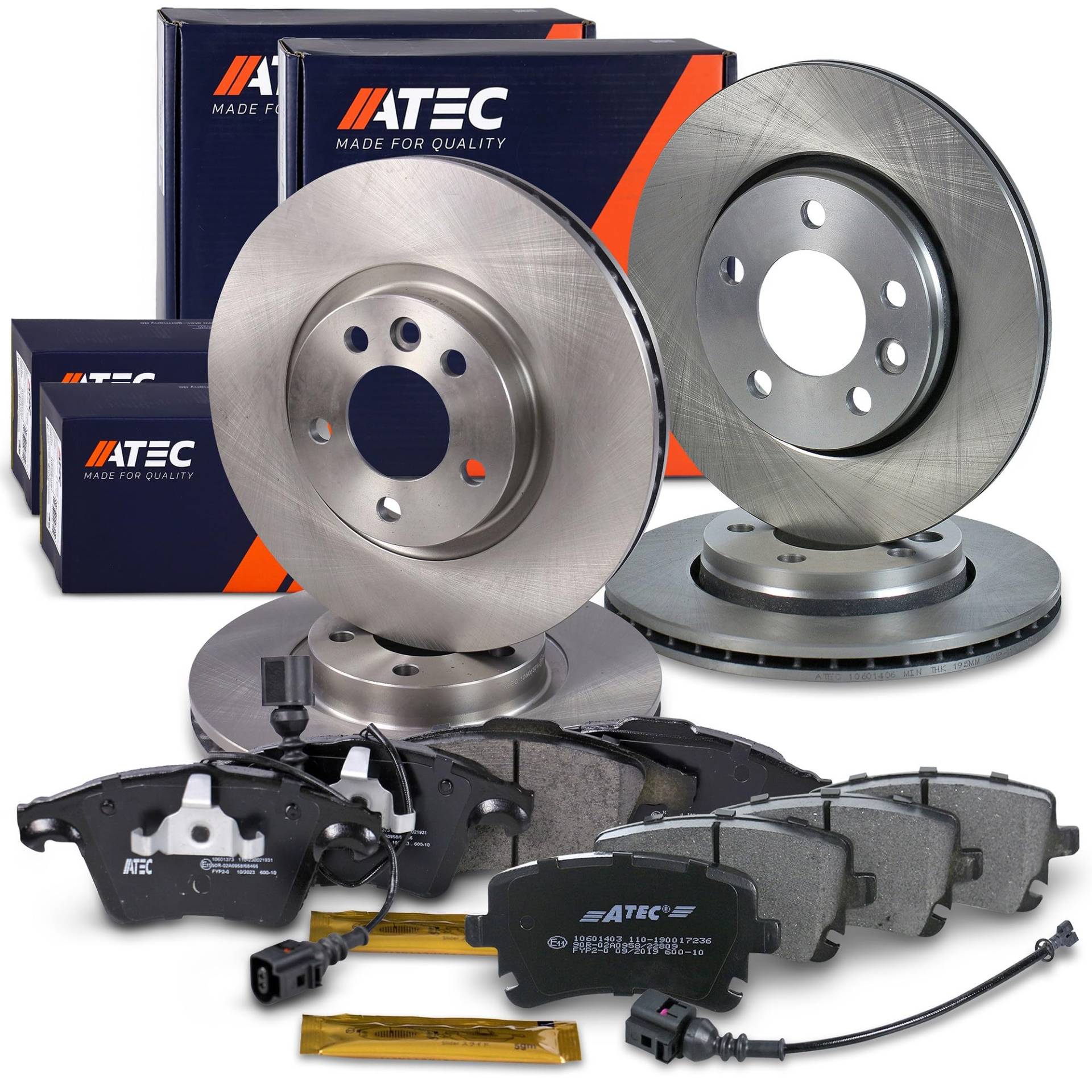 ATEC Germany Bremsenset inkl. Bremsscheiben Vorne Ø 333 mm Belüftet + Hinten Ø 294 mm Belüftet + Bremsbeläge Vorne & Hinten Kompatibel mit VW MULTIVAN T5, TRANSPORTER T5 ATEC Germany Bremsenset inkl. Bremsscheiben Vorne Ø 333 mm Belüftet + Hinten Ø 294 mm Belüftet + Bremsbeläge Vorne & Hinten Kompatibel mit VW MULTIVAN T5, TRANSPORTER T5 von ATEC Germany