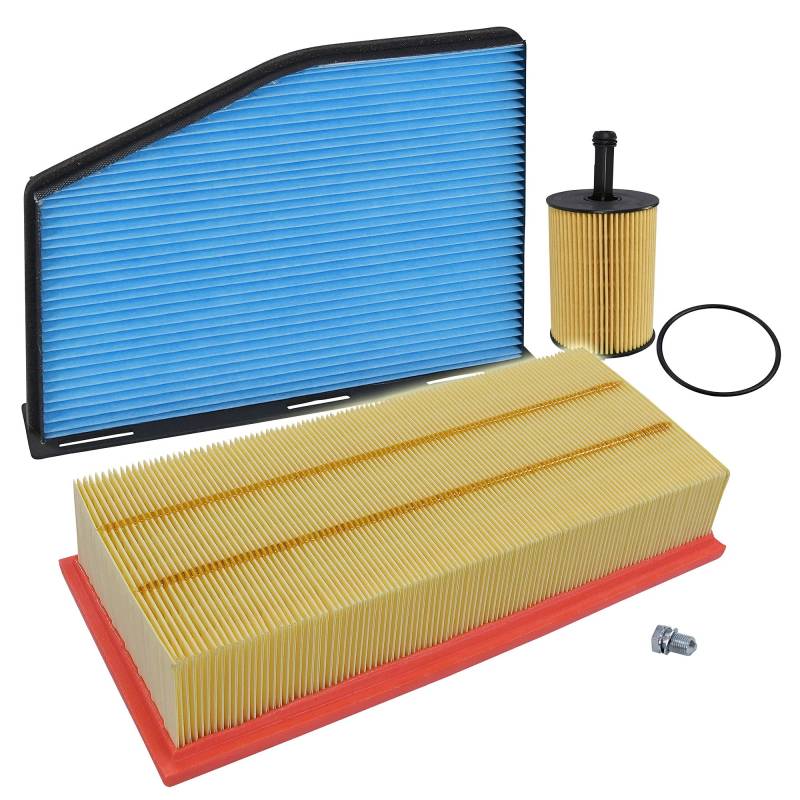 Inspektionspaket SET A 1x Luftfilter 1x Innenraumfilter (Pollenfilter) 1x Ölfilter 1x Ölablass-Schraube 1x Dichtung für Ölablass-Schraube von ENVA MADE FOR QUALITY