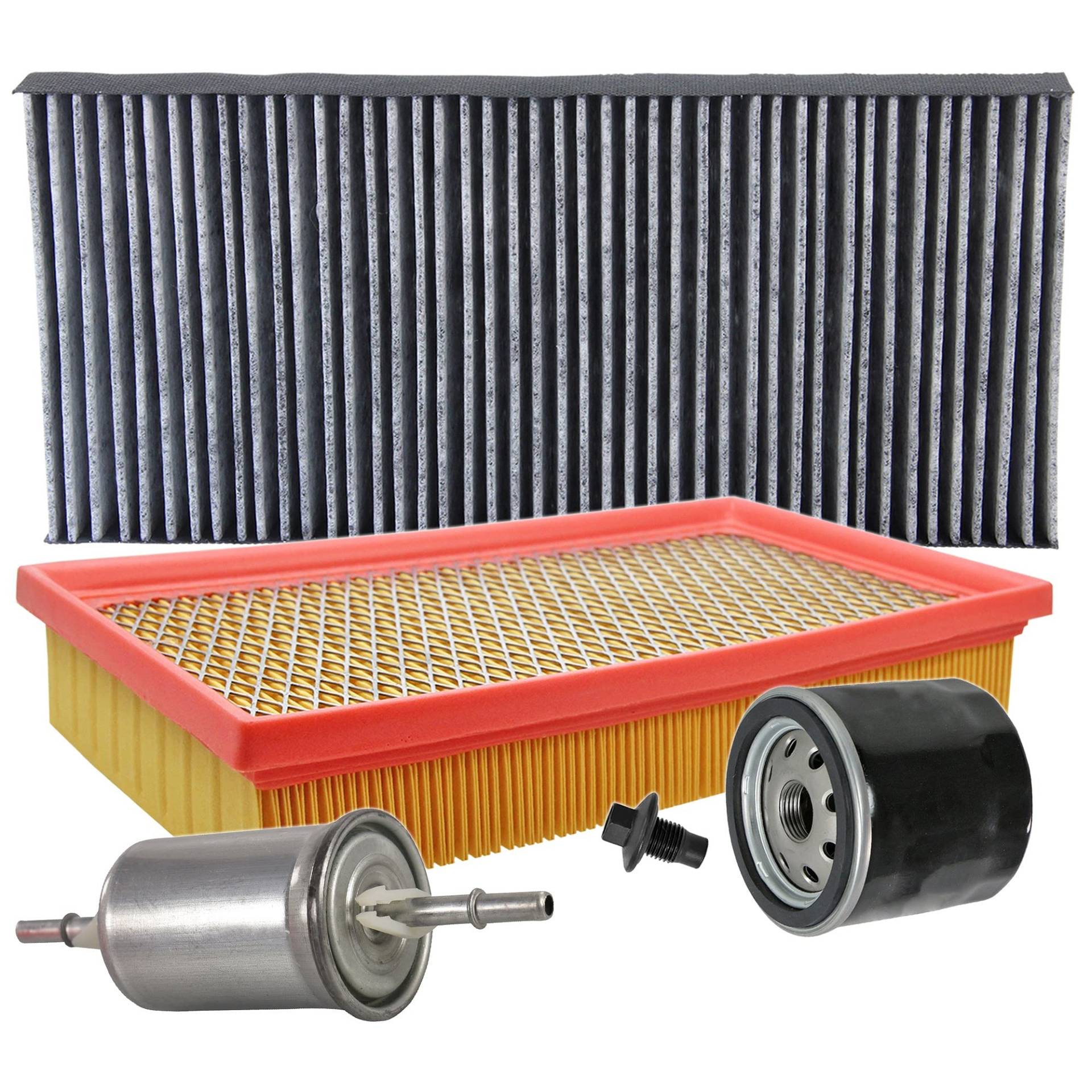 BESTPRICE Inspektionspaket Filterset mit 1x Ölfilter, 1x Luftfilter, 1x Innenraumfilter (Pollenfilter) mit Aktivkohle, 1x Kraftstofffilter, Kompatibel mit FORD FOCUS 1 Mk1 (DAW, DBW) (DFW) (DNW) von BESTPRICE