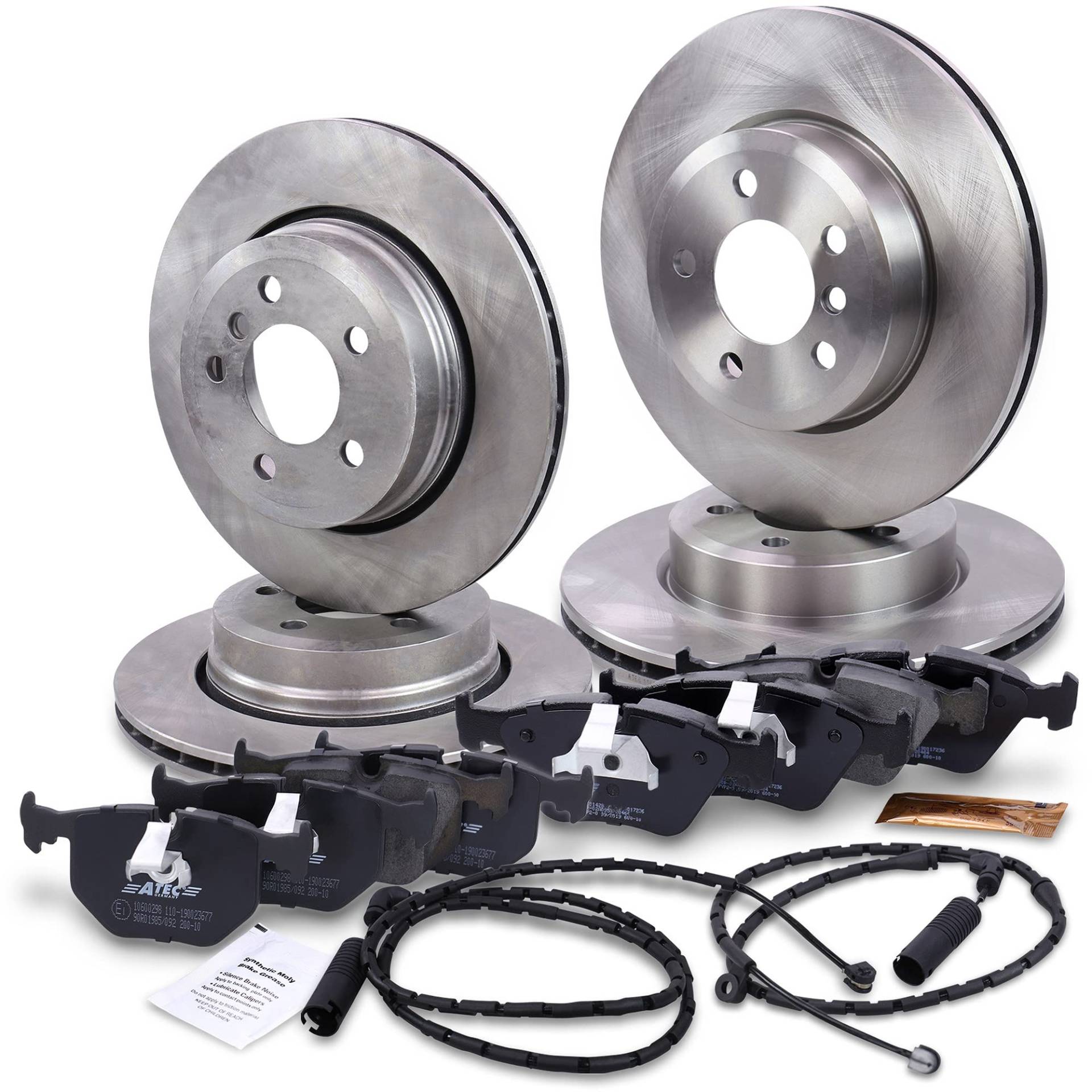 4x Bremsscheiben + Bremsbeläge Bremsklötze + Verschleißwarnkontakt Verschleissanzeiger vorne + hinten 4x Bremsscheiben + Bremsbeläge Bremsklötze + Verschleißwarnkontakt Verschleissanzeiger vorne + hinten von BESTPRICE