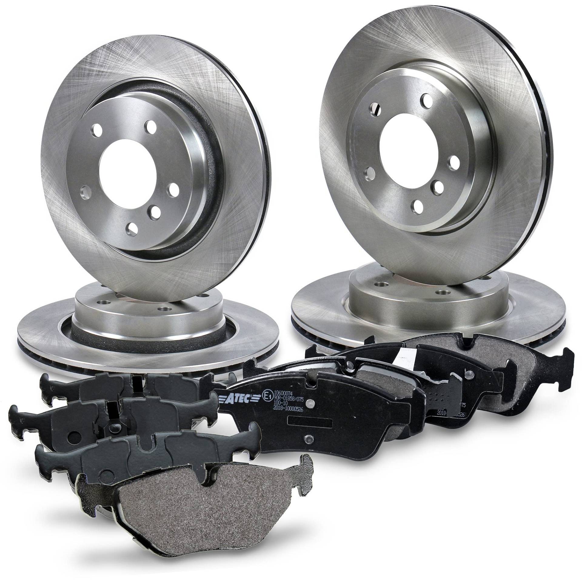 Bremsenset inkl. Bremsscheiben Vorne Ø 300 mm + Hinten Ø 294 mm + Bremsbeläge Vorne und Hinten, Passend für BMW 3 (E46), 3 Cabrio (E46), 3 Compact (E46), 3 Coupe (E46), 3 Touring (E46) von ATEC Germany