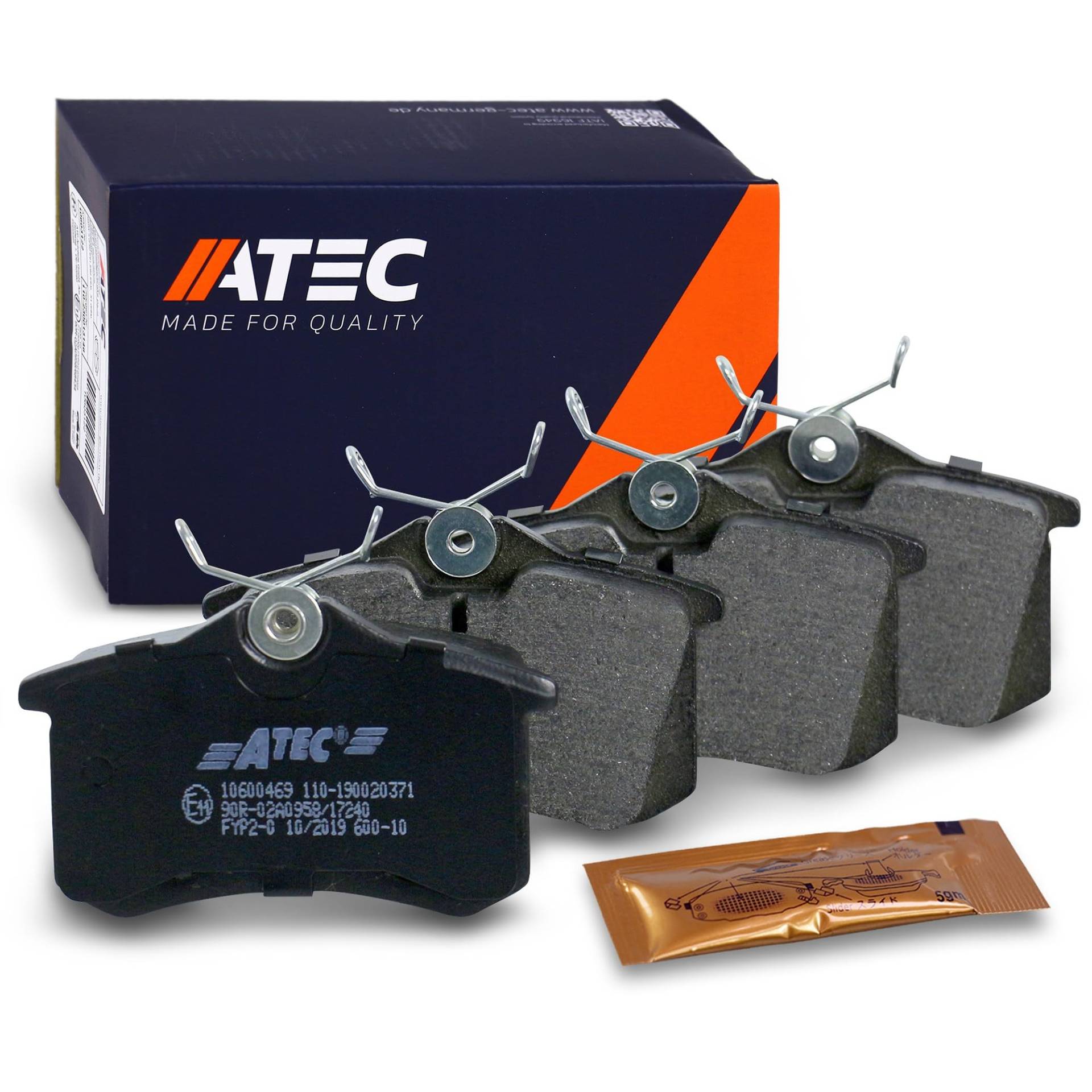 ATEC Germany Bremsbelagsatz Hinterachse, Bremsbeläge Bremsklötze hinten, 4 Stück ATEC Germany Bremsbelagsatz Hinterachse, Bremsbeläge Bremsklötze hinten, 4 Stück von ATEC Germany